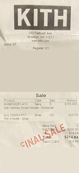 Kith Small Kith Hebrew Script Box Logo Pullover Hoodie Nocturnal