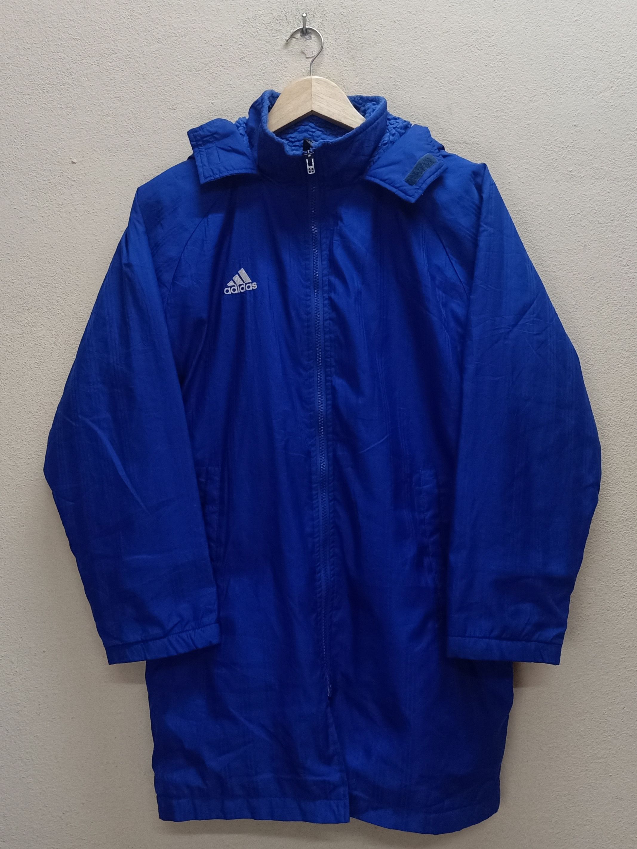 Adidas ADIDAS Big Logo Spell Out Blue Sherpa Lining Hoodie Parka. Size US S / EU 44-46 / 1 - 2 Thumbnail