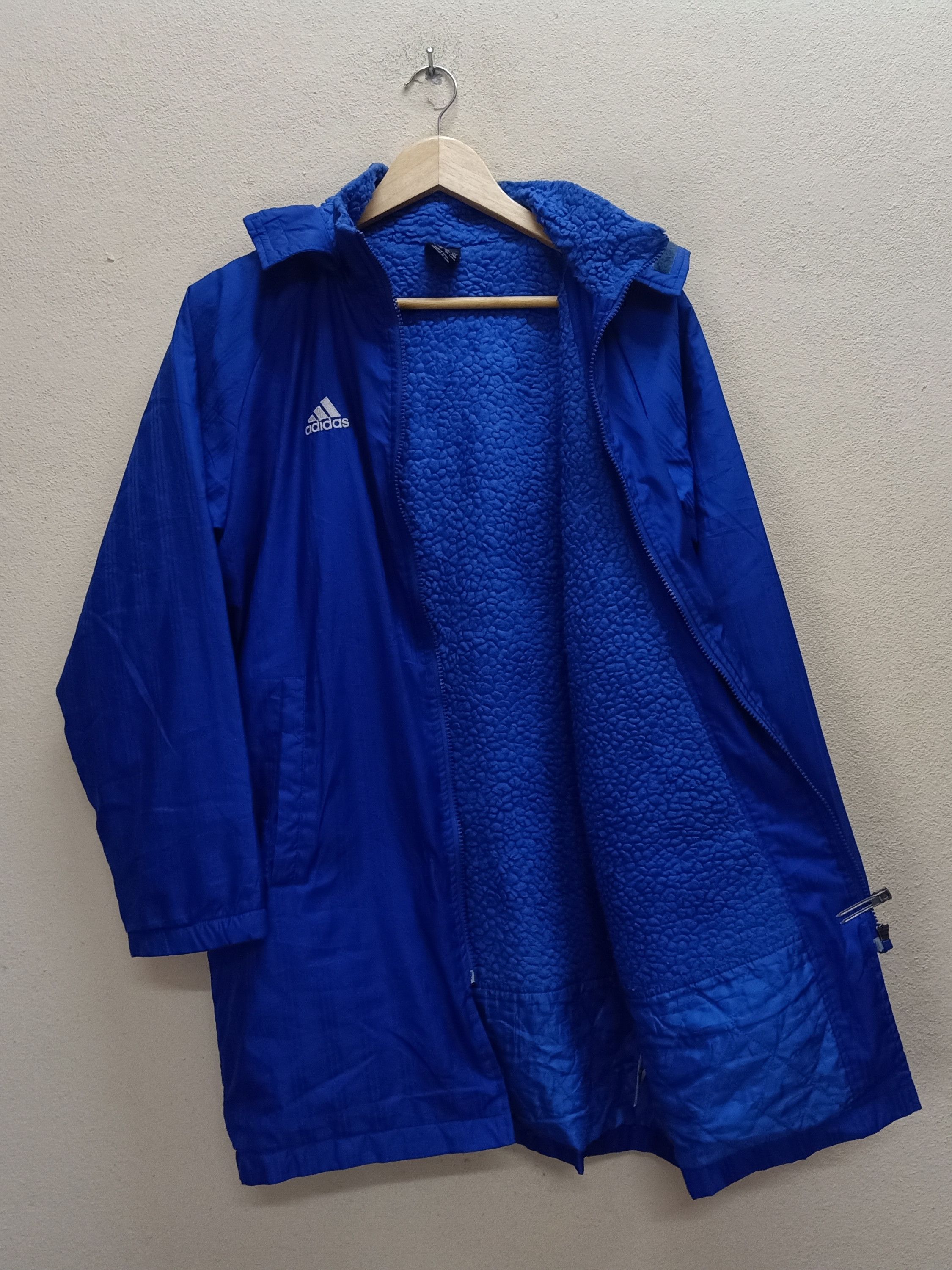Adidas ADIDAS Big Logo Spell Out Blue Sherpa Lining Hoodie Parka. Size US S / EU 44-46 / 1 - 3 Thumbnail