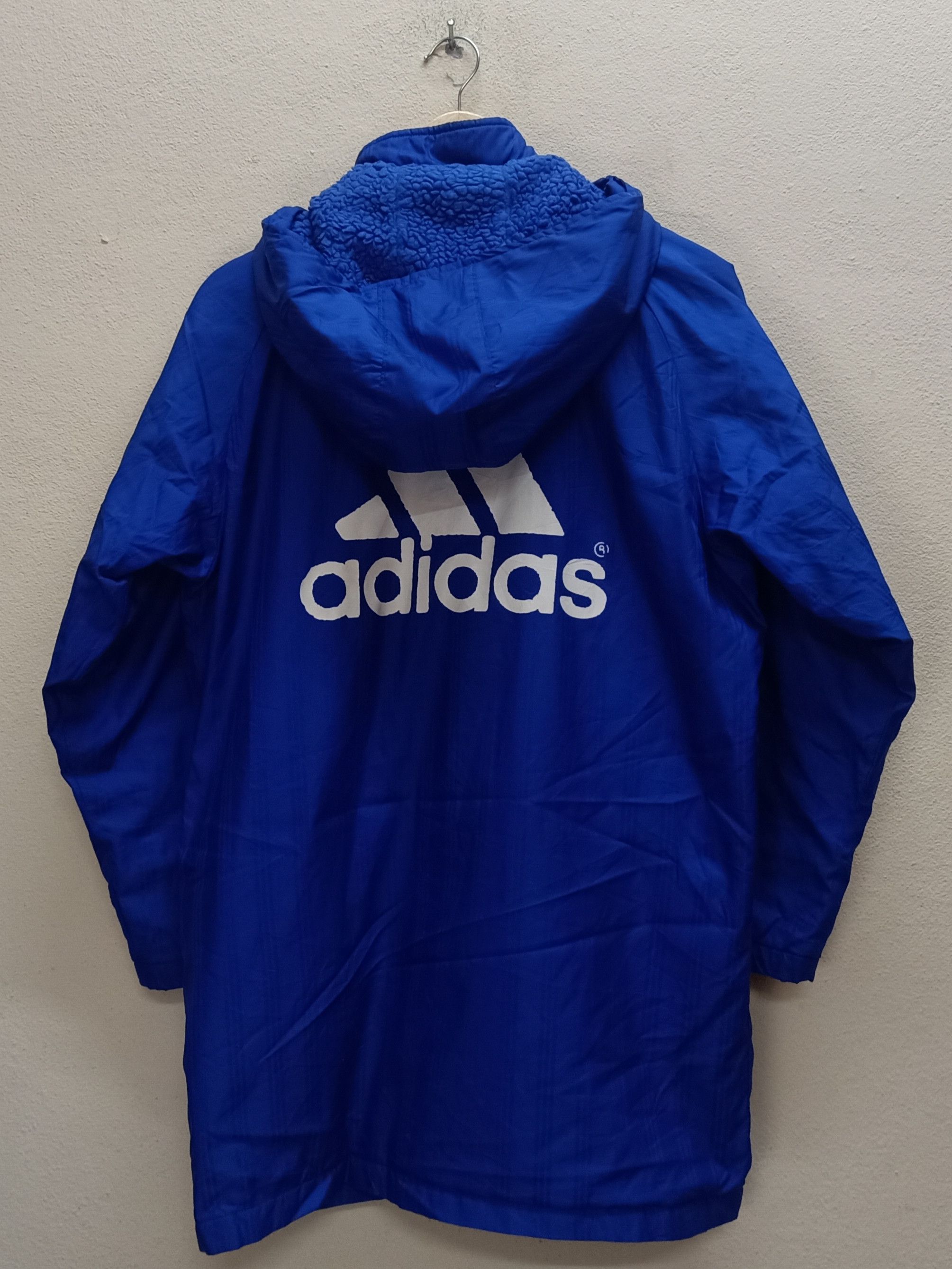 Adidas ADIDAS Big Logo Spell Out Blue Sherpa Lining Hoodie Parka. Size US S / EU 44-46 / 1 - 1 Thumbnail
