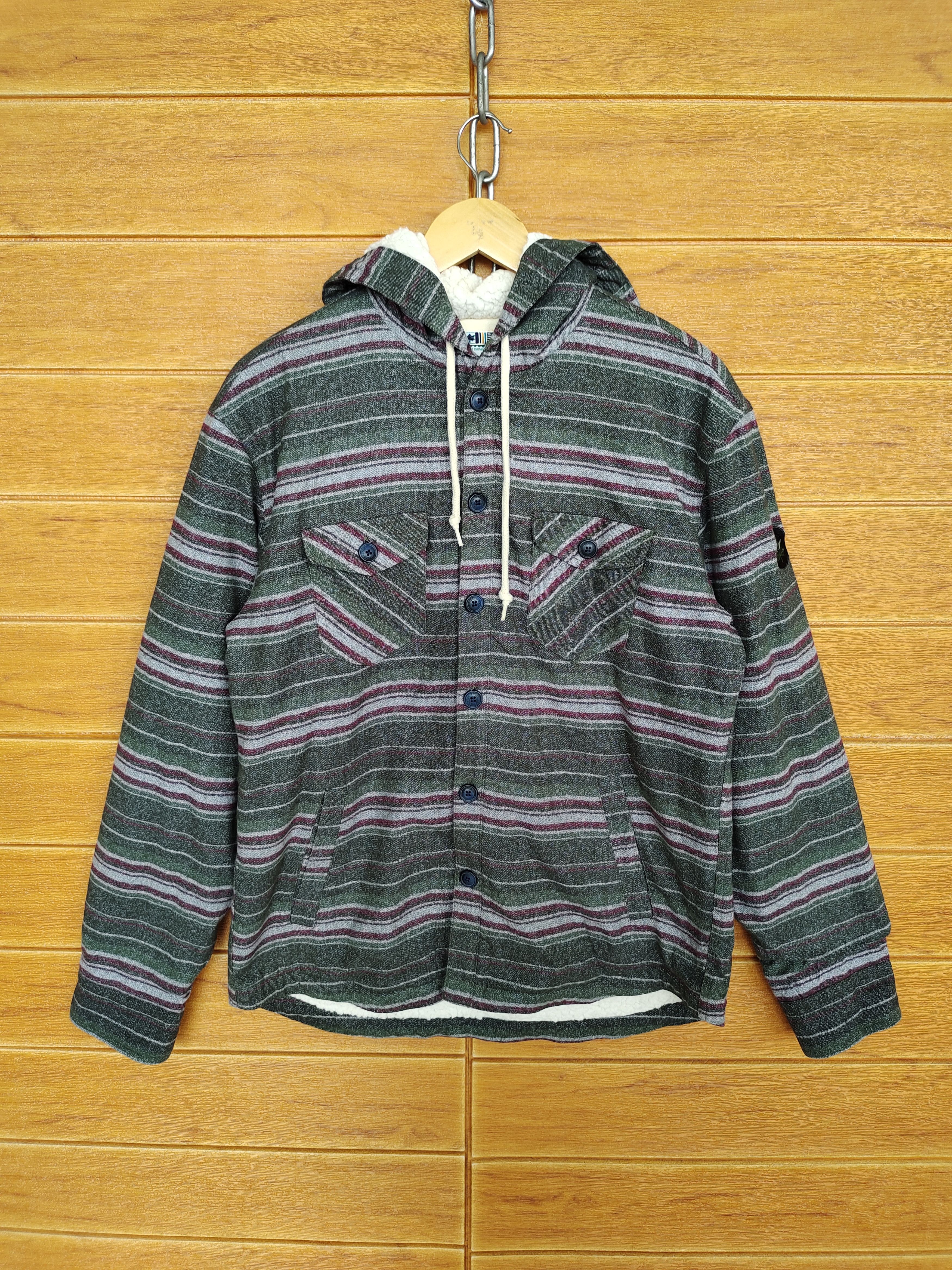 Vintage Vintage 90s LOGOS 'Outing Equipment" Striped Hoodie Jacket Size US M / EU 48-50 / 2 - 1 Thumbnail