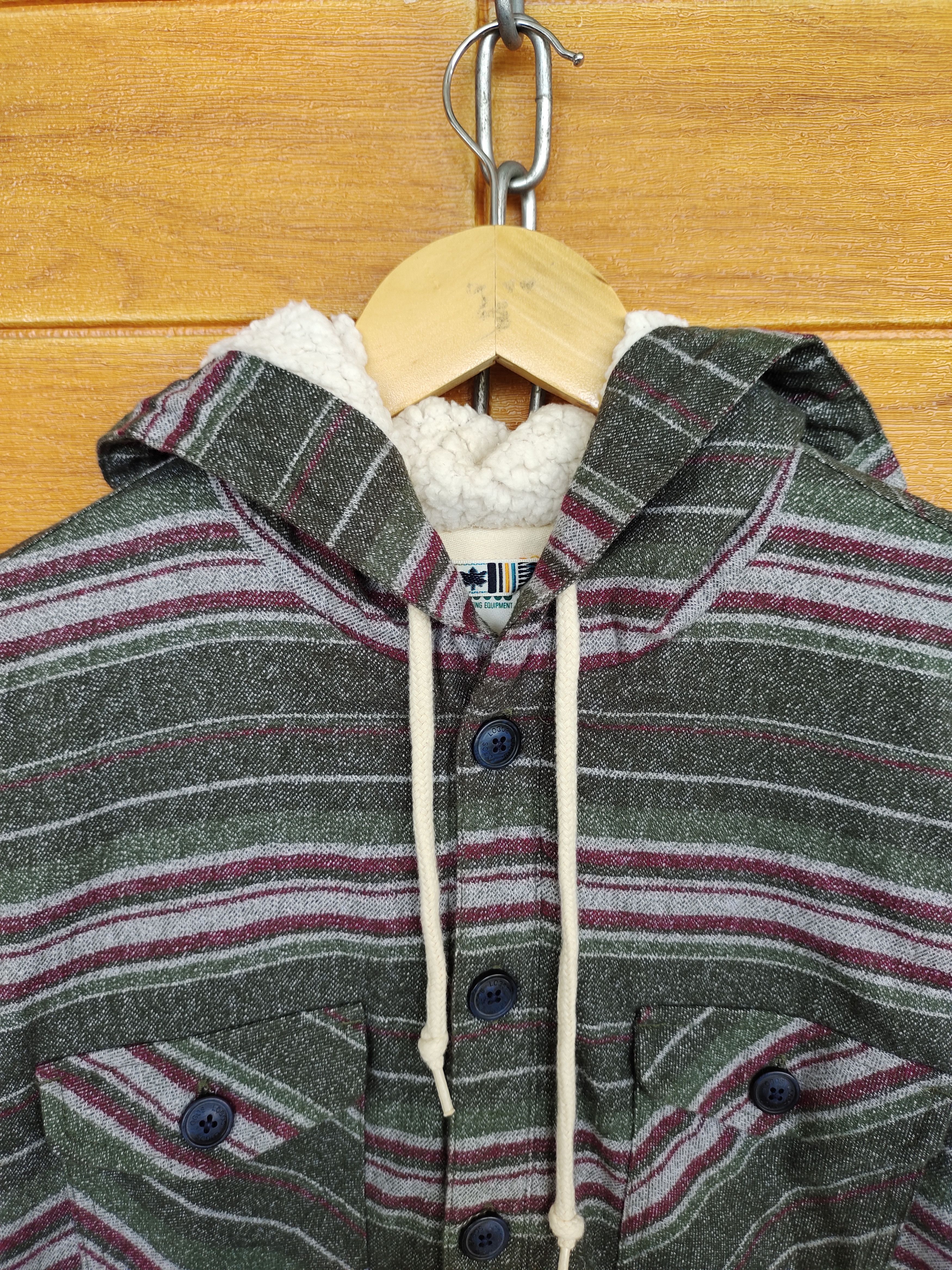 Vintage Vintage 90s LOGOS 'Outing Equipment" Striped Hoodie Jacket Size US M / EU 48-50 / 2 - 2 Thumbnail