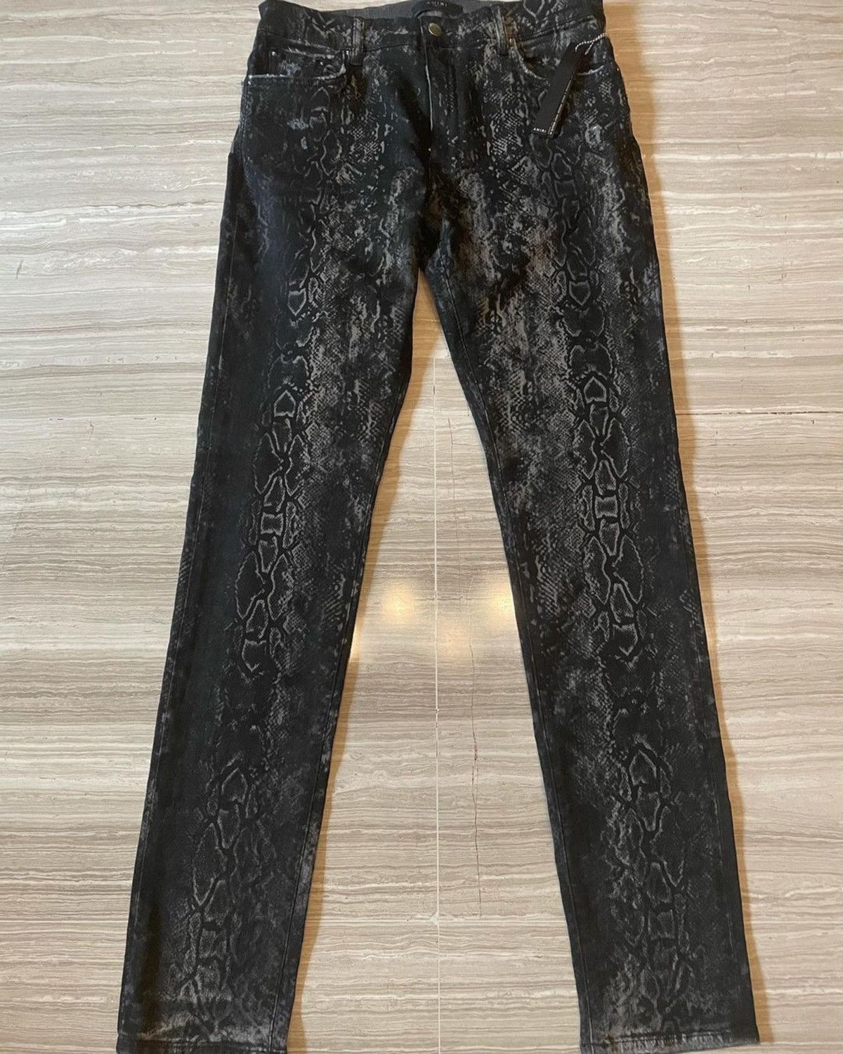 Amiri Black Laser Snake Jeans 34/38