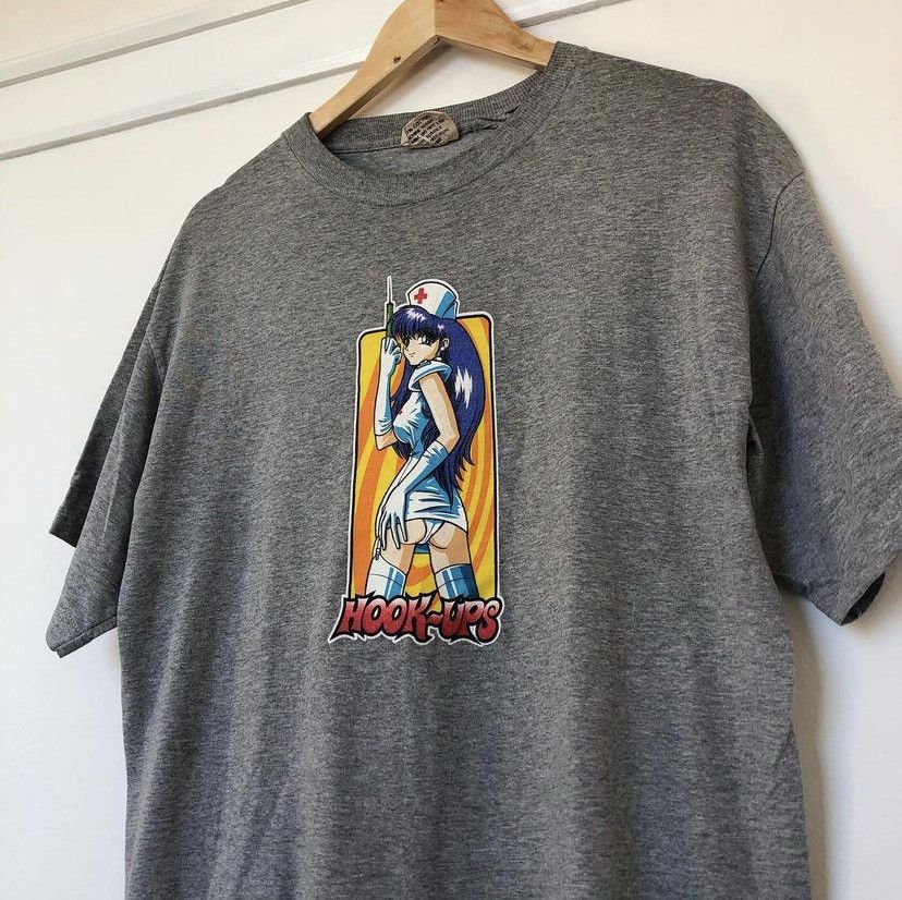 Vintage Hook ups anime girl with a gun t shirt | Grailed