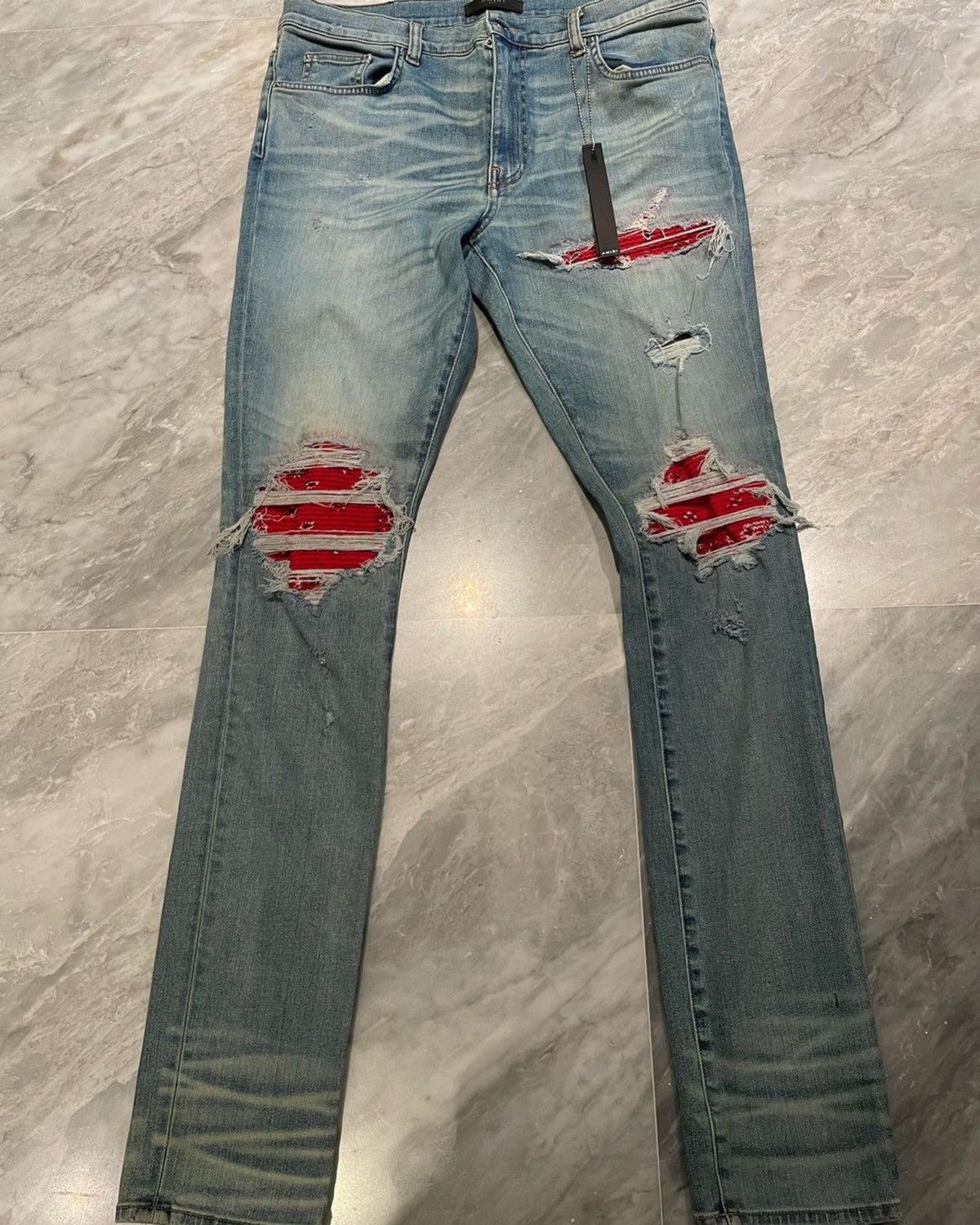 Amiri Amiri Indigo Red Bandana MX1 Jeans | Grailed