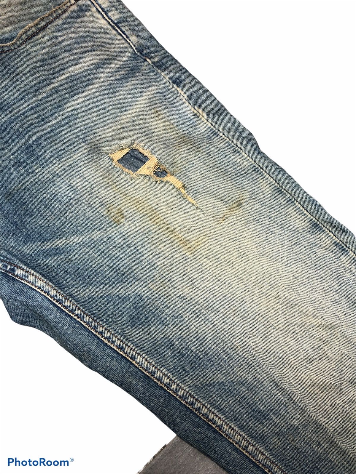 DENHAM DENHAM Faded Distressed Razor Slim Fit Buttonfly Denim Jeans Size US 30 / EU 46 - 7 Thumbnail