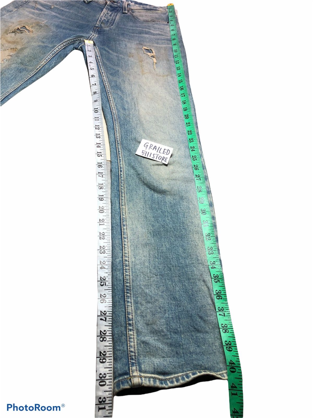 DENHAM DENHAM Faded Distressed Razor Slim Fit Buttonfly Denim Jeans Size US 30 / EU 46 - 9 Thumbnail