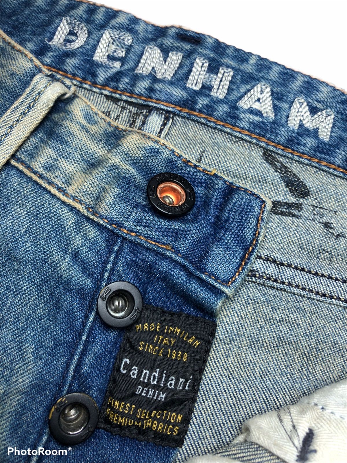 DENHAM DENHAM Faded Distressed Razor Slim Fit Buttonfly Denim Jeans Size US 30 / EU 46 - 4 Thumbnail