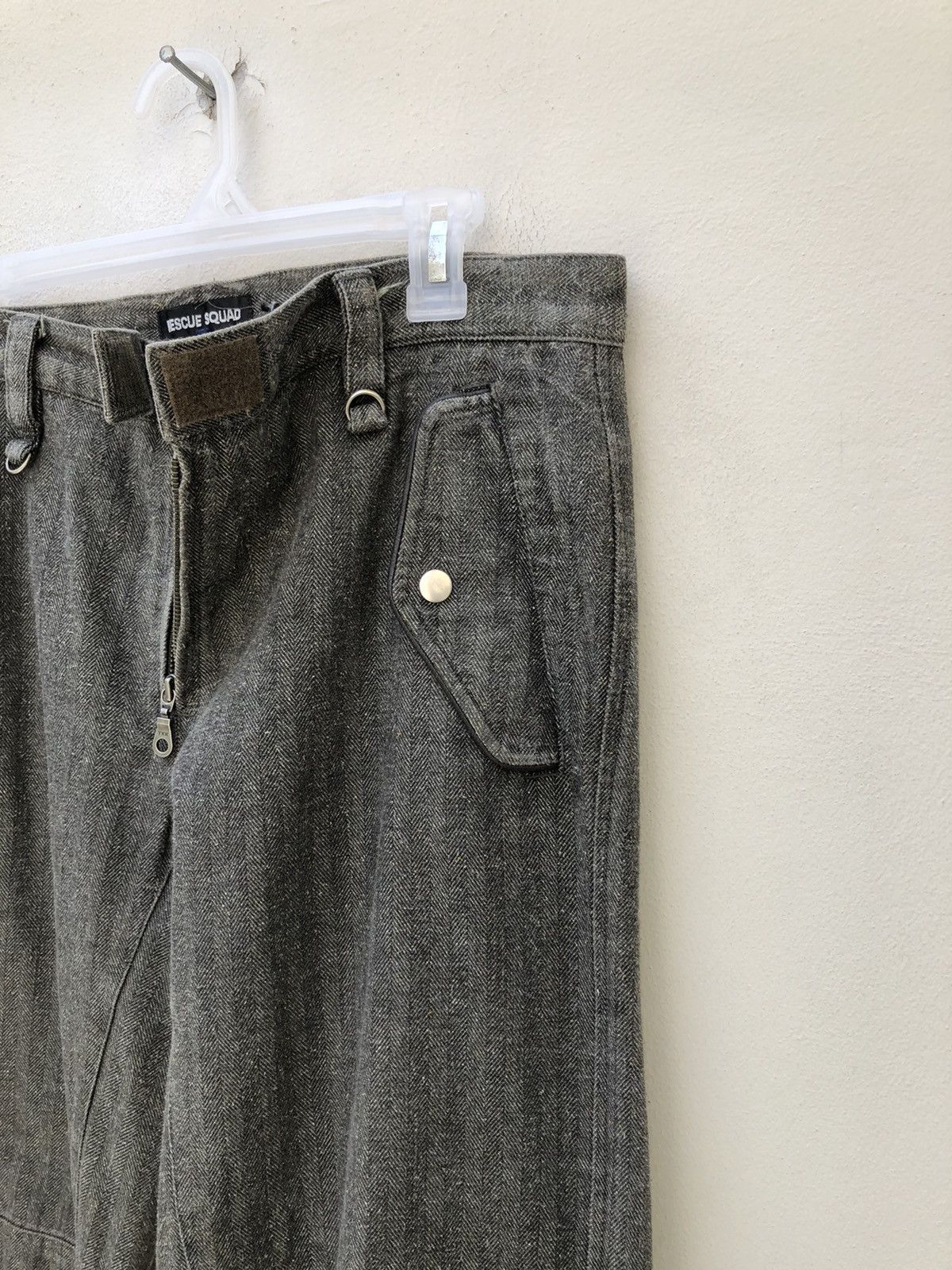 Vintage RESCUE SQUAD Japan Multi Pocket Zip HBT Thick Trouser Pant Size US 34 / EU 50 - 8 Thumbnail