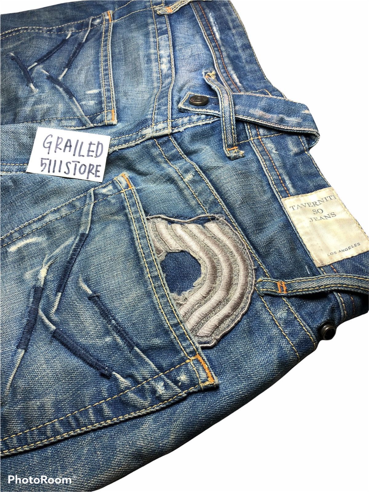 Vintage FLARE⚡️⚡️Taverniti So Jeans Jimmy Distressed Washed Denim Size US 31 - 4 Thumbnail