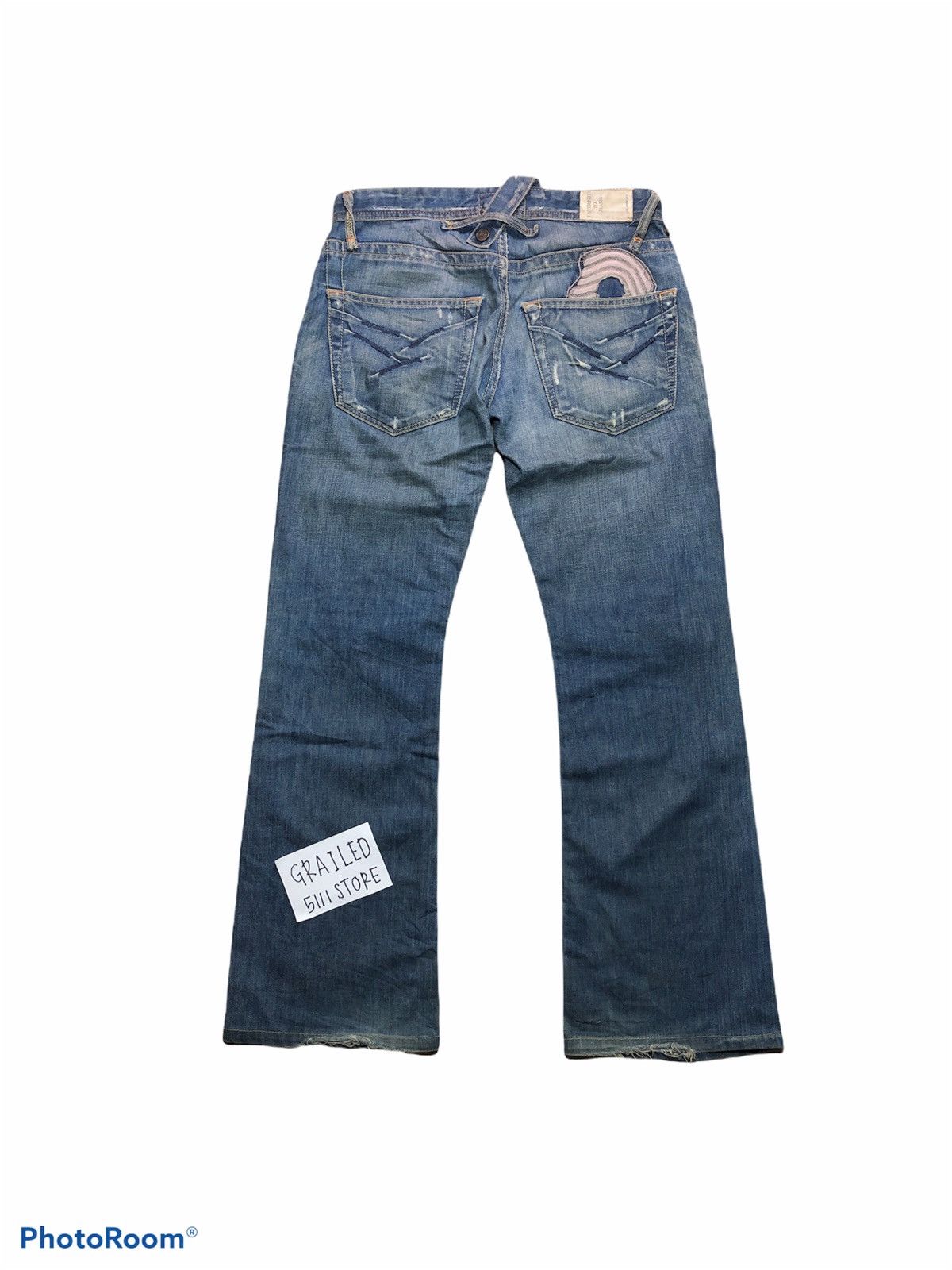 Vintage FLARE⚡️⚡️Taverniti So Jeans Jimmy Distressed Washed Denim Size US 31 - 2 Thumbnail