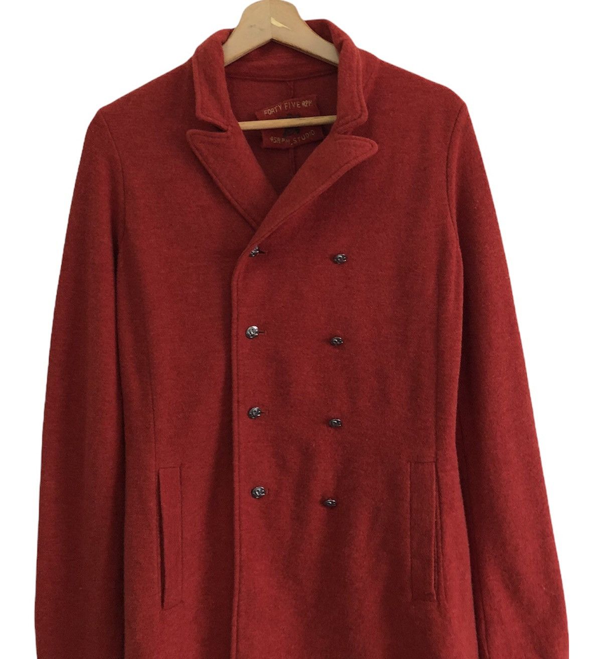 45rpm × Japanese Brand × Vintage Vintage 45rpm Rare Red Wool Long Coat Size US S / EU 44-46 / 1 - 2 Thumbnail