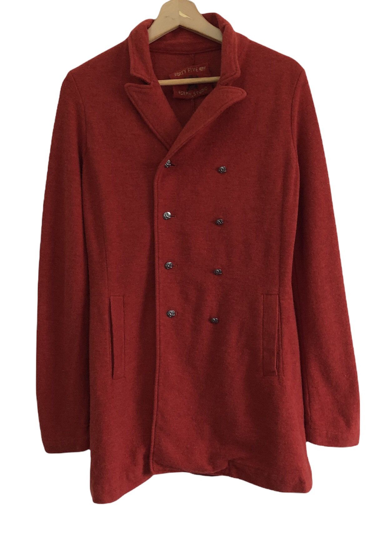 45rpm × Japanese Brand × Vintage Vintage 45rpm Rare Red Wool Long Coat Size US S / EU 44-46 / 1 - 1 Thumbnail