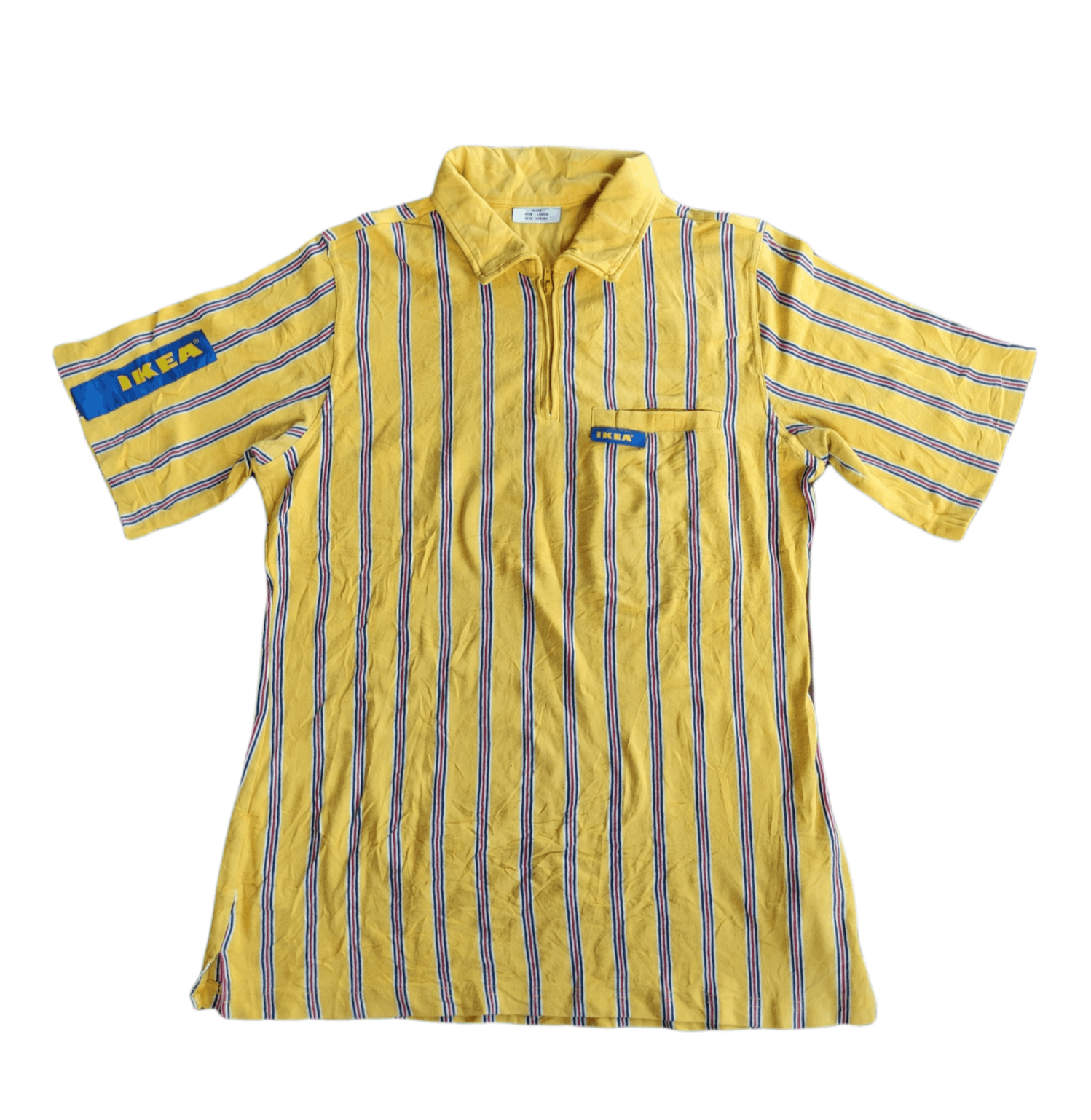 IKea Work Wear Vertical Stripe Polo Shirt