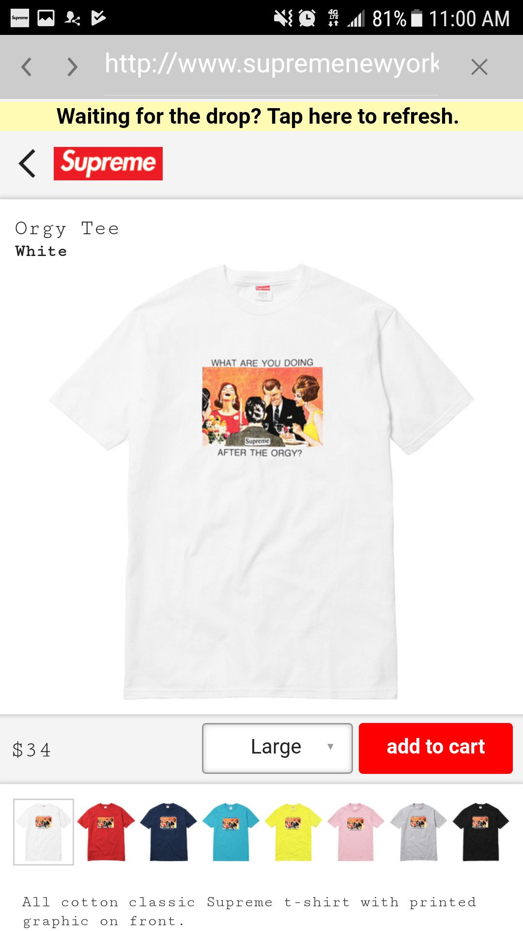 Supreme Supreme Orgy Tee White Grailed