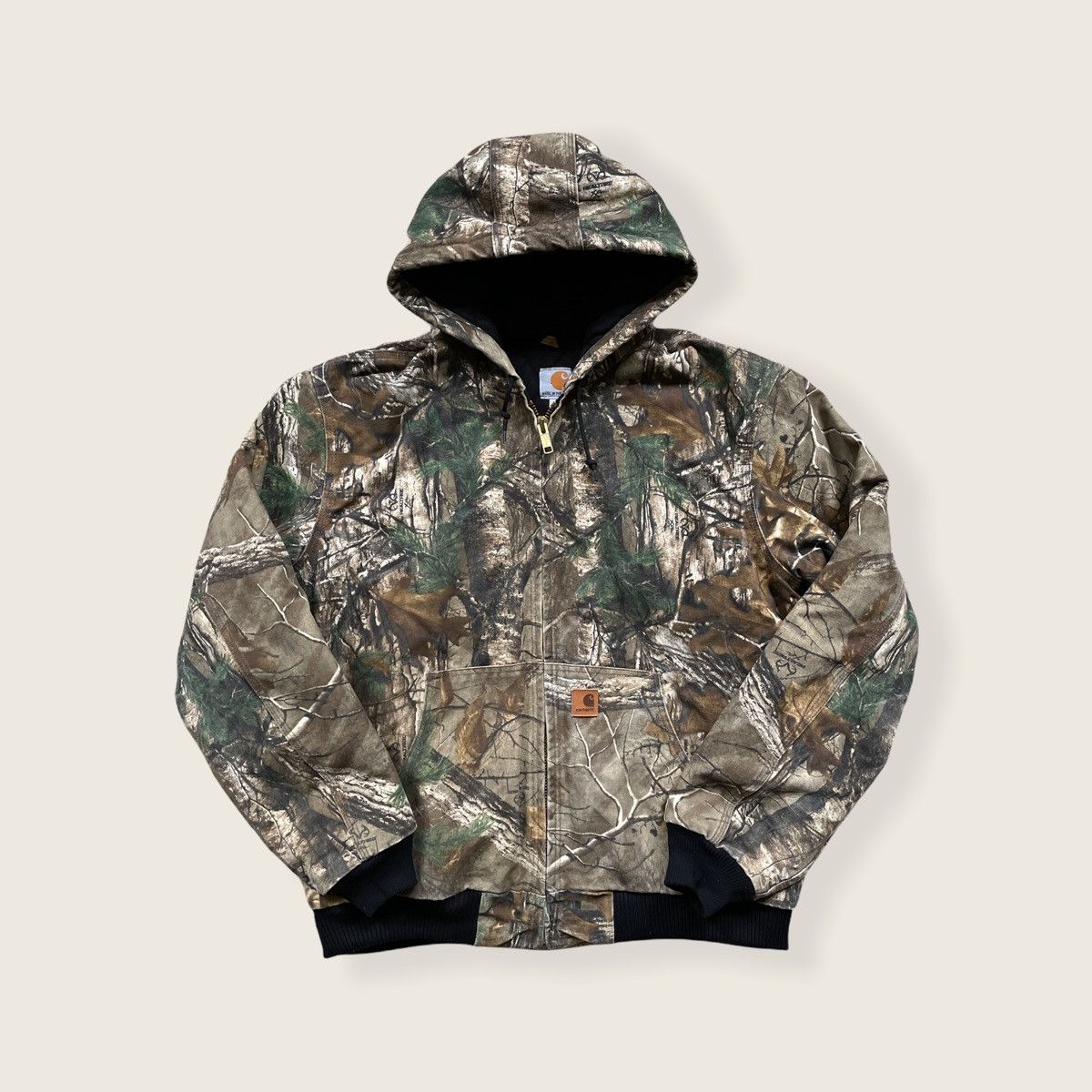 Carhartt Camo Quilted Full Zip Bomber Jacket Hood