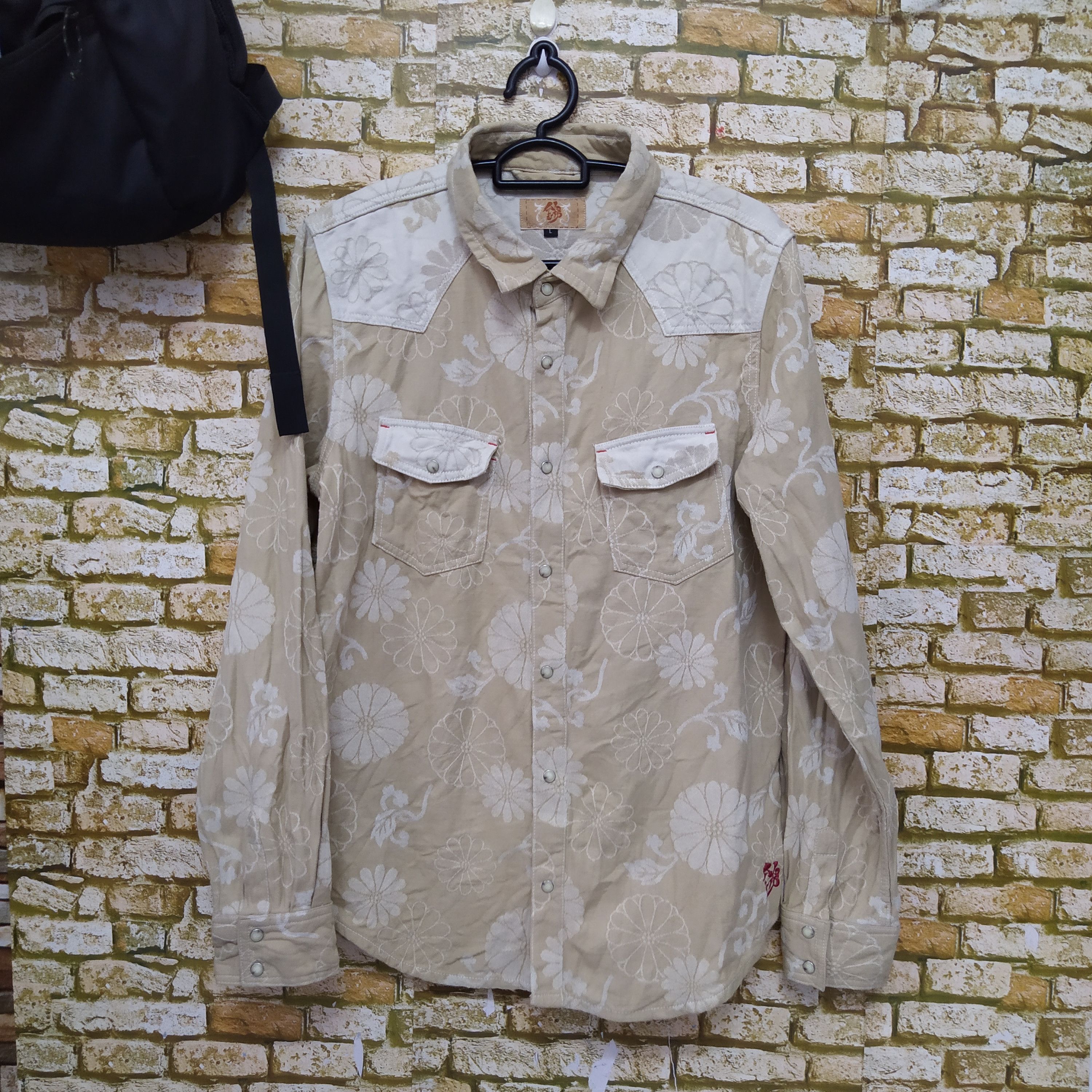 Japanese Brand ORIENTAL SASHIKO JAPANESE CULTWESTERN BUFFALO SHIRT (D360) Size US L / EU 52-54 / 3 - 1 Thumbnail