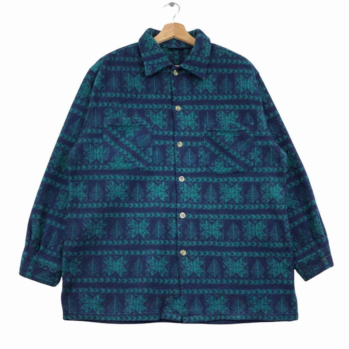 Vintage Matt Delehga All Over Print Native Art Button Up