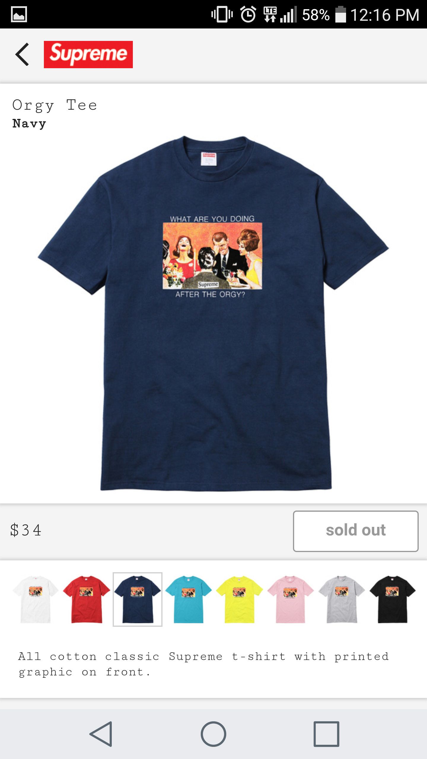 Supreme Orgy Tee | Grailed