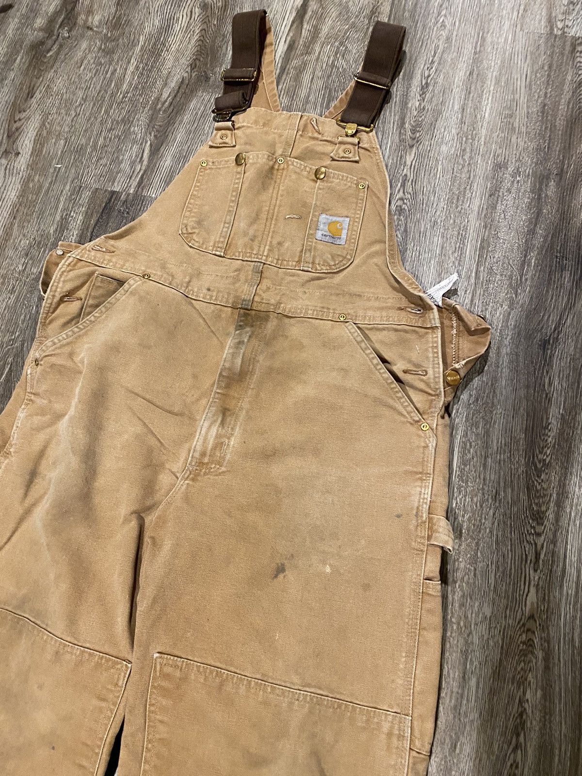 Vintage Vintage Carhartt Double Knee Overalls Worn Tan Made in USA ...