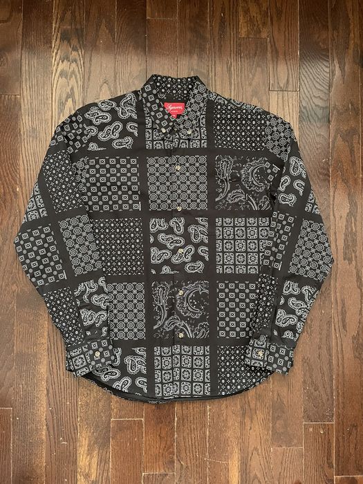 Supreme Supreme Paisley Grid Button Down Shirt Black | Grailed