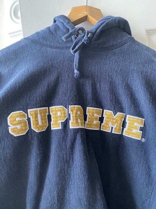 Dark blue supreme clearance hoodie