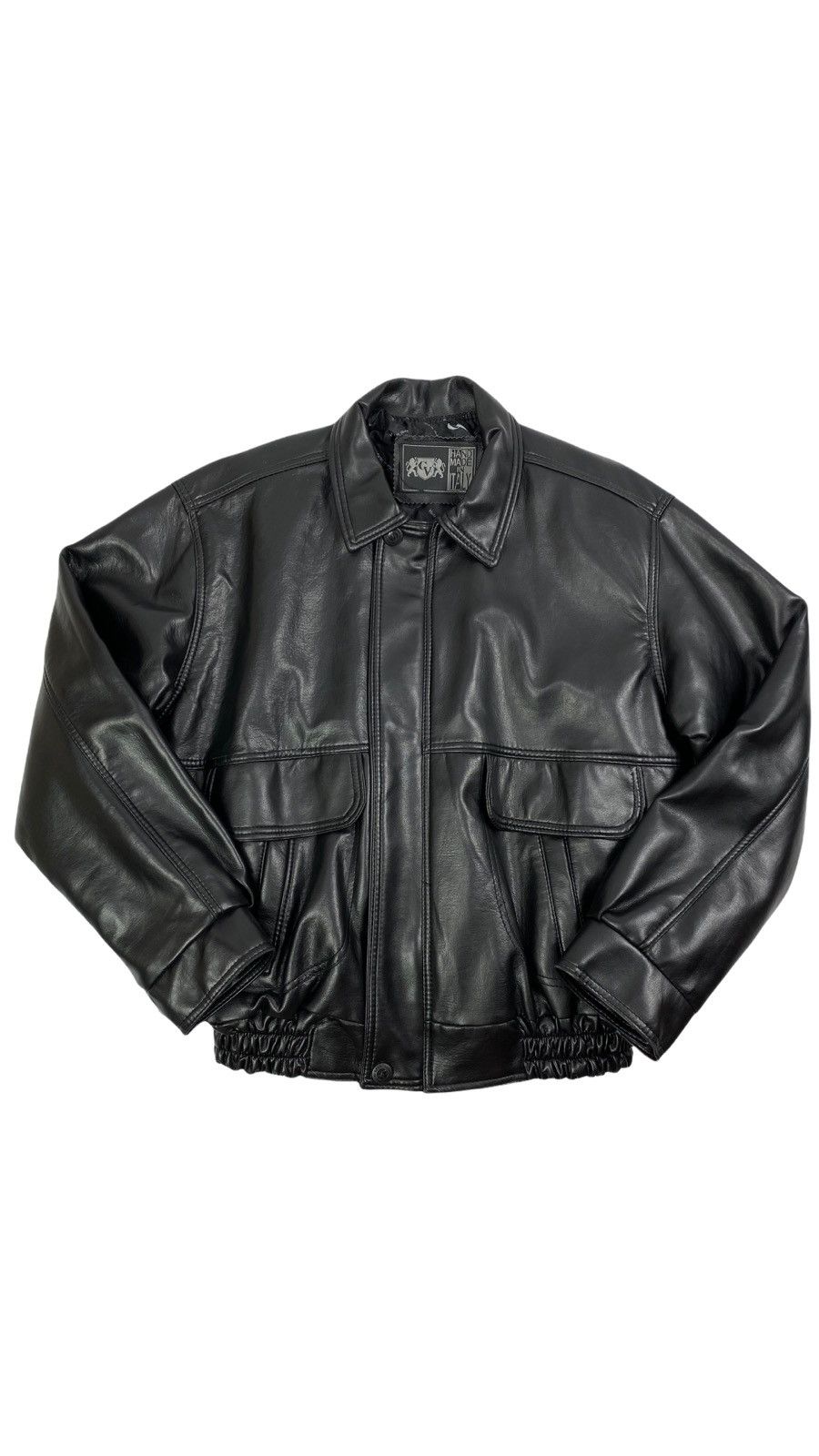 Vintage 🔥LASTDROP🔥90s Hand Made Italy Faux Leather Bomber Jacket | Grailed