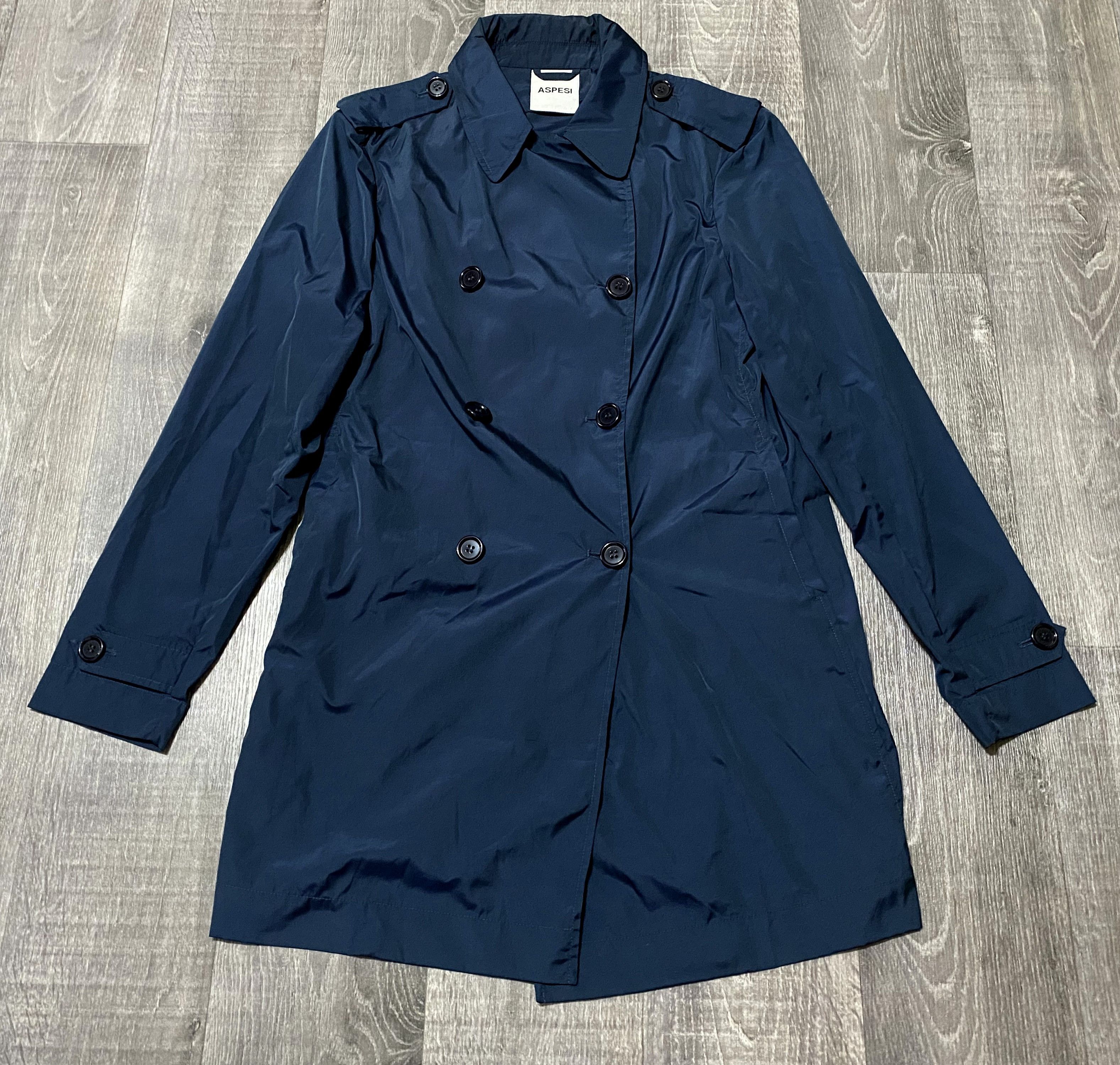 Aspesi × Vintage WOMEN'S ASPESI NAVY NYLON GABARDINE TRENCH COAT