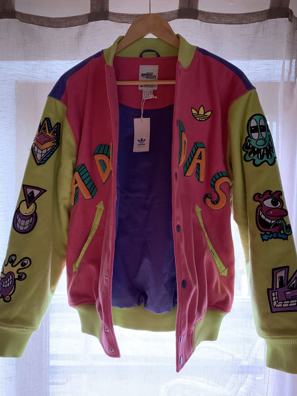 Adidas Jeremy Scott Adidas x Jeremy Scott x Kenny Scharf Varsity Jacket Grailed