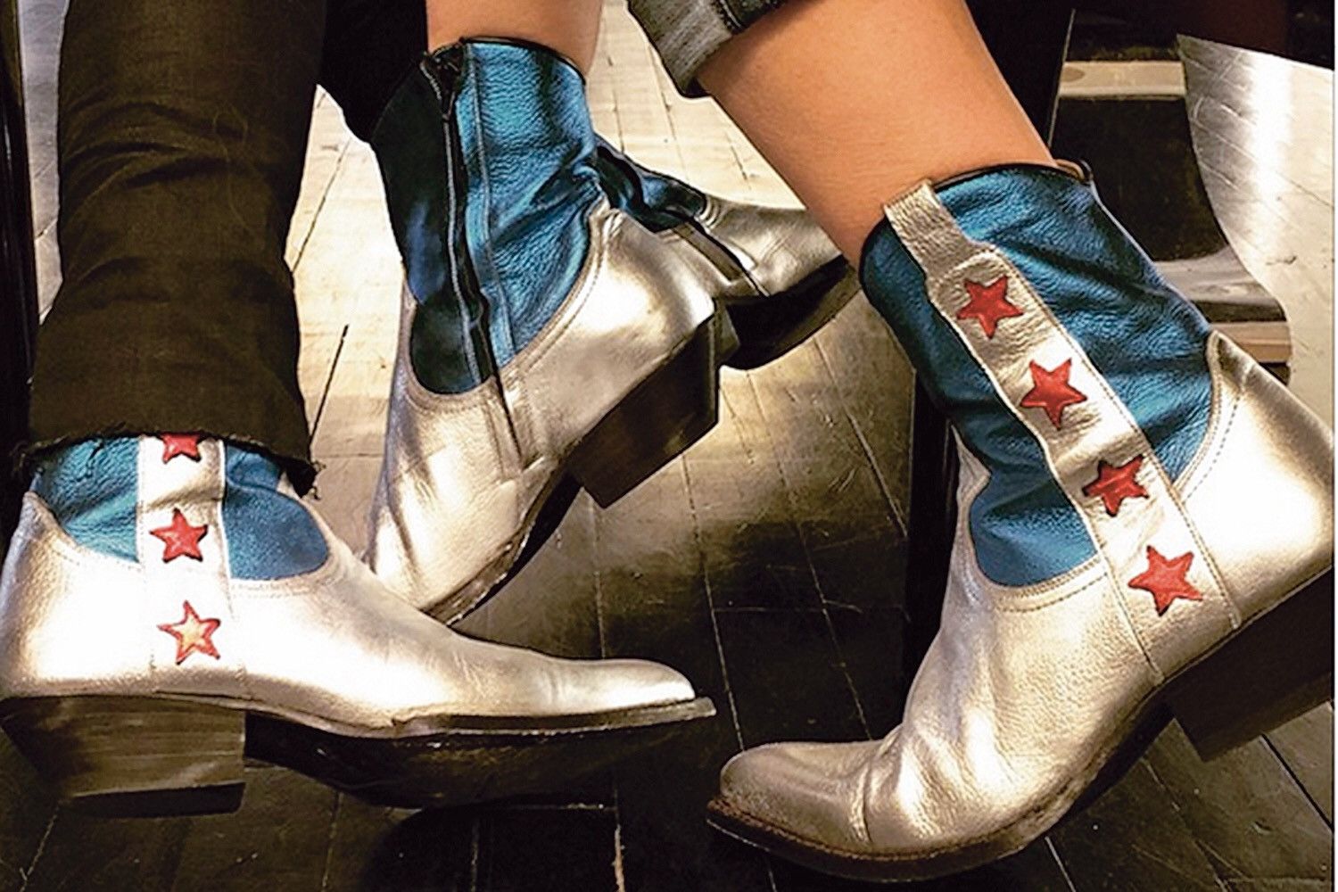 Saint Laurent Paris 15SS Metallic Silver Star Santiag Boot Grailed