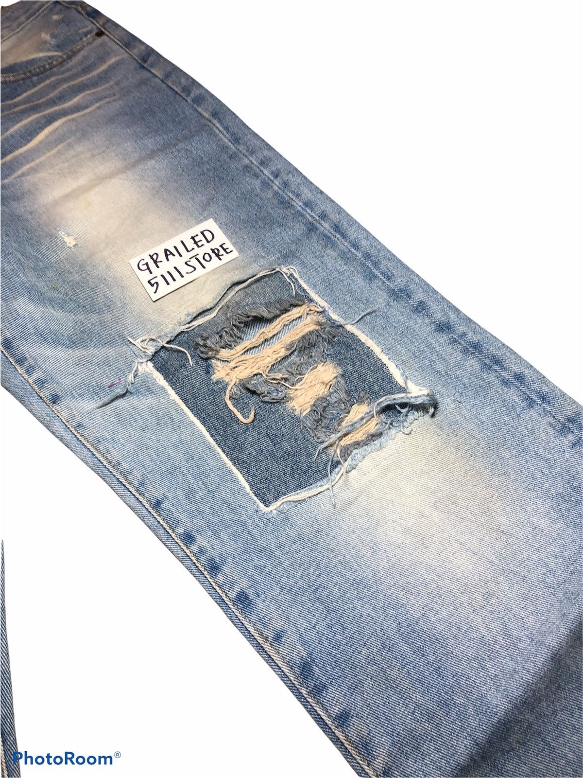 Japanese Brand Distressed Patches Custom Denim by Leders Jeans Size US 32 / EU 48 - 4 Thumbnail