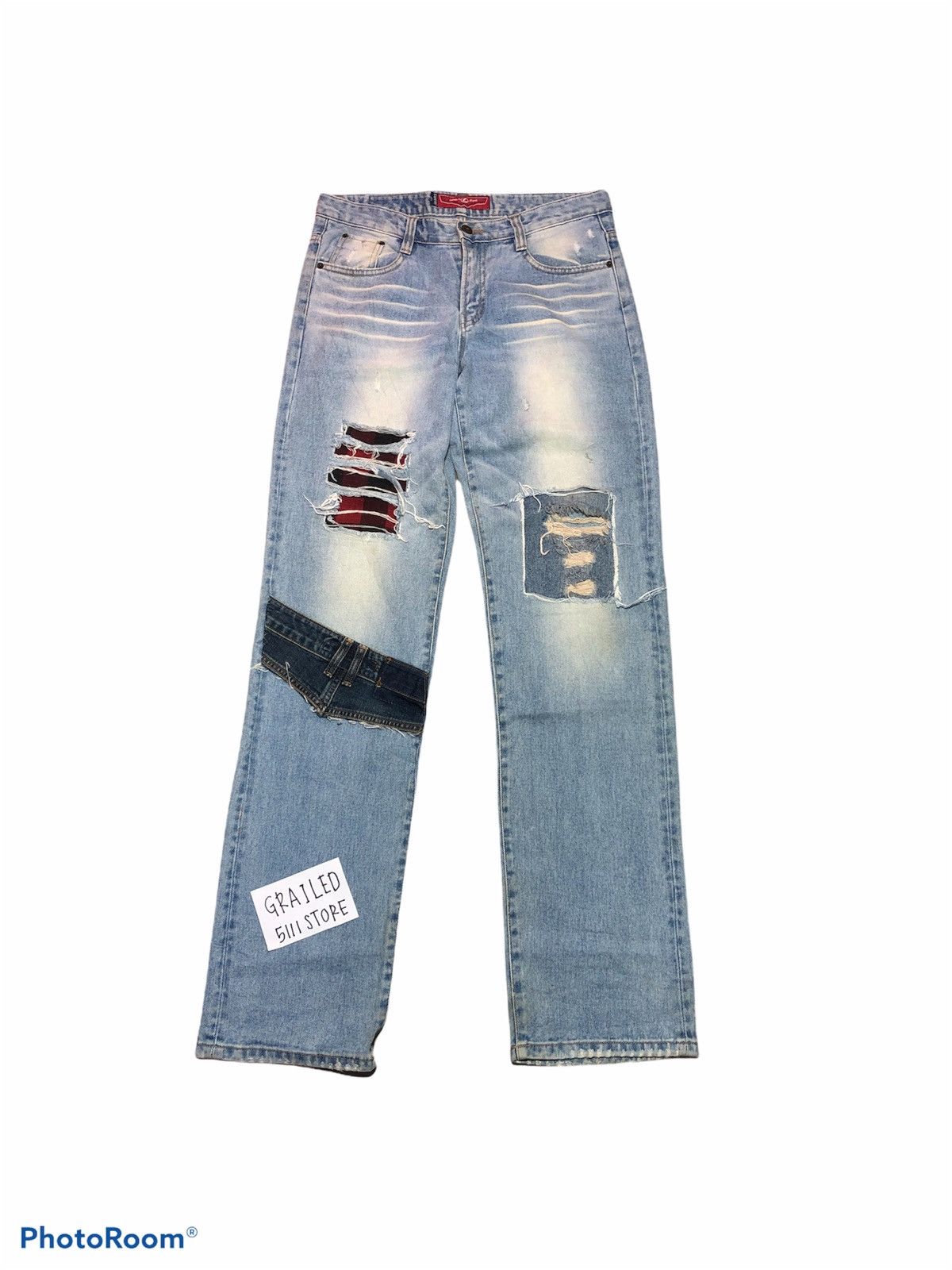 Japanese Brand Distressed Patches Custom Denim by Leders Jeans Size US 32 / EU 48 - 1 Thumbnail