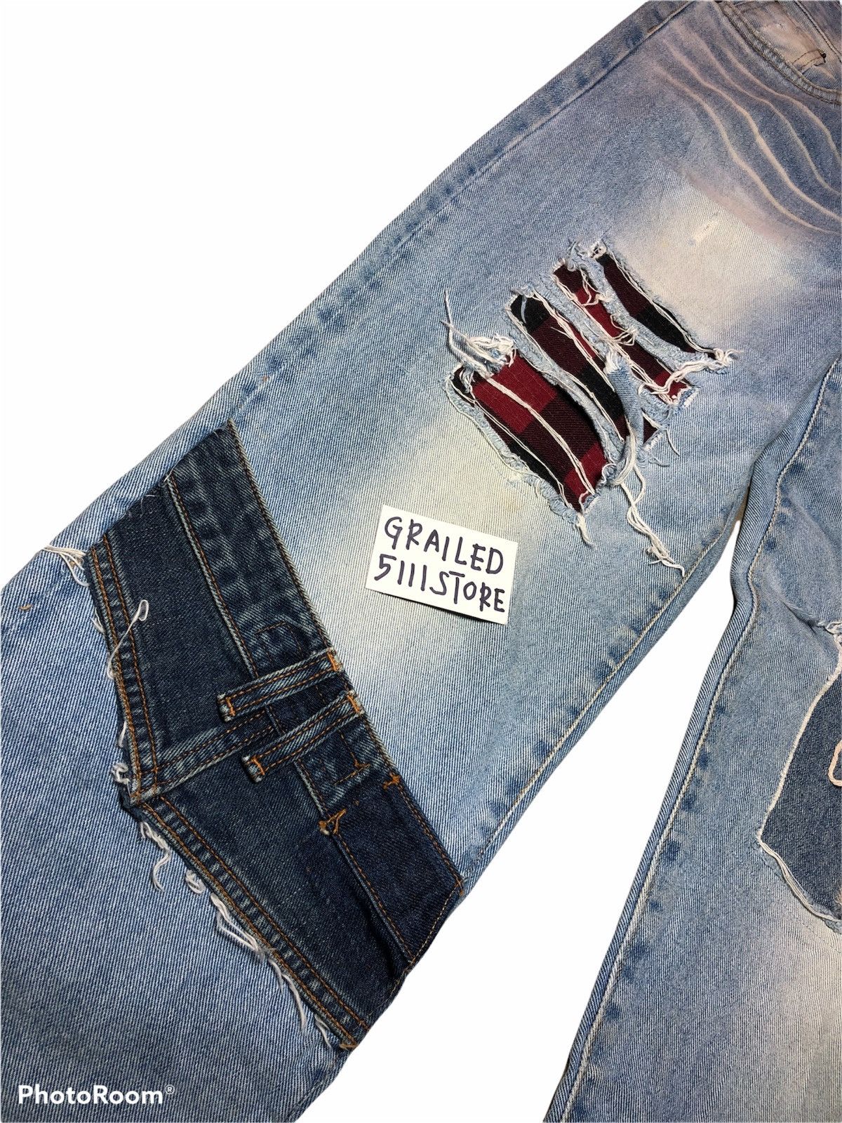 Japanese Brand Distressed Patches Custom Denim by Leders Jeans Size US 32 / EU 48 - 3 Thumbnail