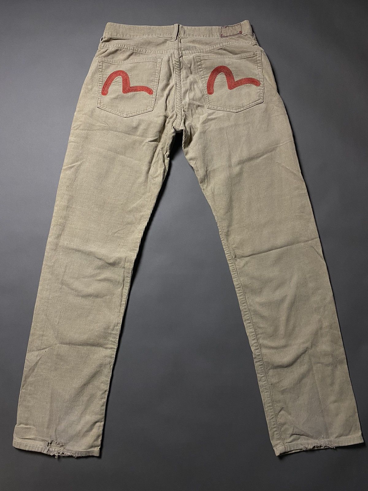 Vintage RARE Evisu Japan vintage beige corduroy pants cords red logo ...