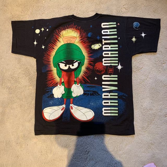 Streetwear Looney Tunes Marvin Martian Space Jam Bootleg Graphic Tee ...