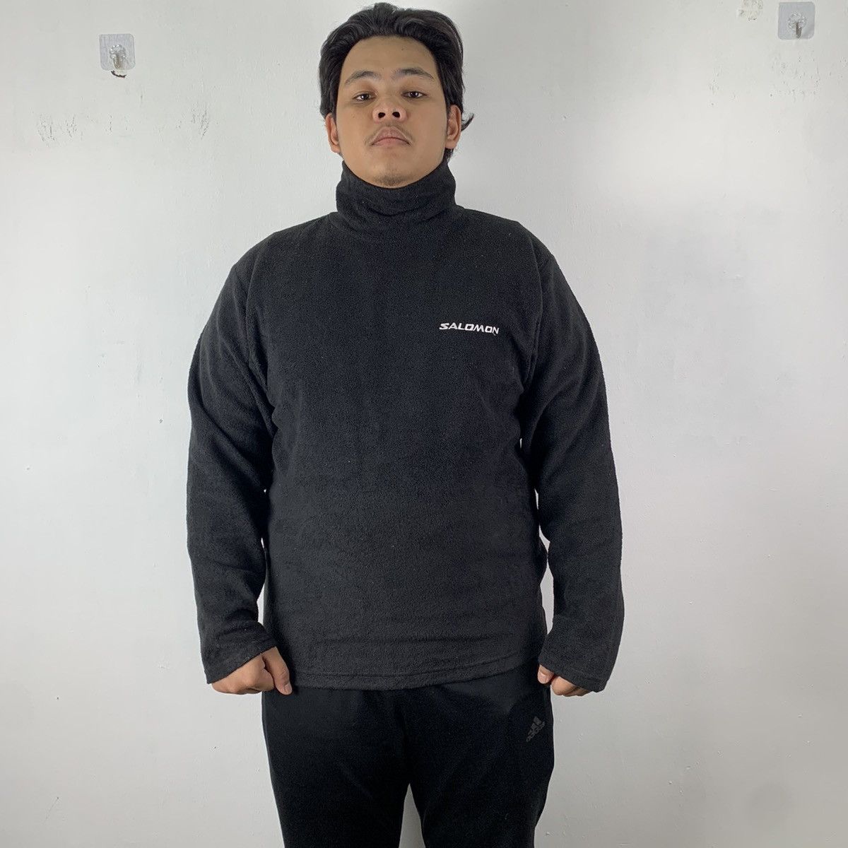 Salomon SALOMON Embroidery Turtle Neck Black Fleece Sweater Size L Size US L / EU 52-54 / 3 - 1 Thumbnail
