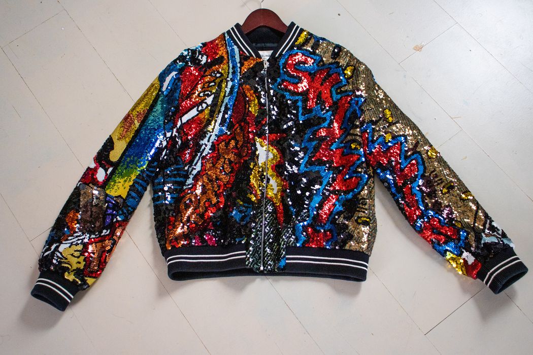 Celine *Rare* Celine Paris SS19 Marclay Sequin Bomber Jacket | Grailed