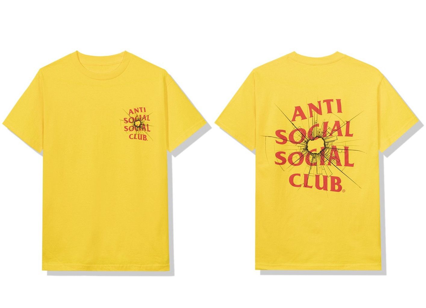 Anti Social Social Club DS Red ASSC Shattered Glass Theories Yellow Tee FTP  FOG CDG | Grailed