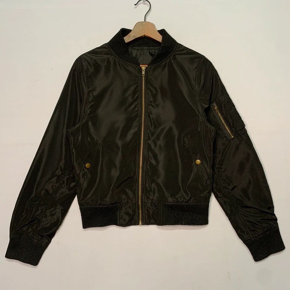 image of Blank x Bomber Jacket Cropped Bomber Jacket Like Avirex in Black, Men's (Size Small)