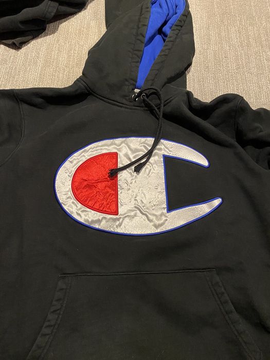 Supreme Champion Supreme Satin Logo Hoodie Grailed