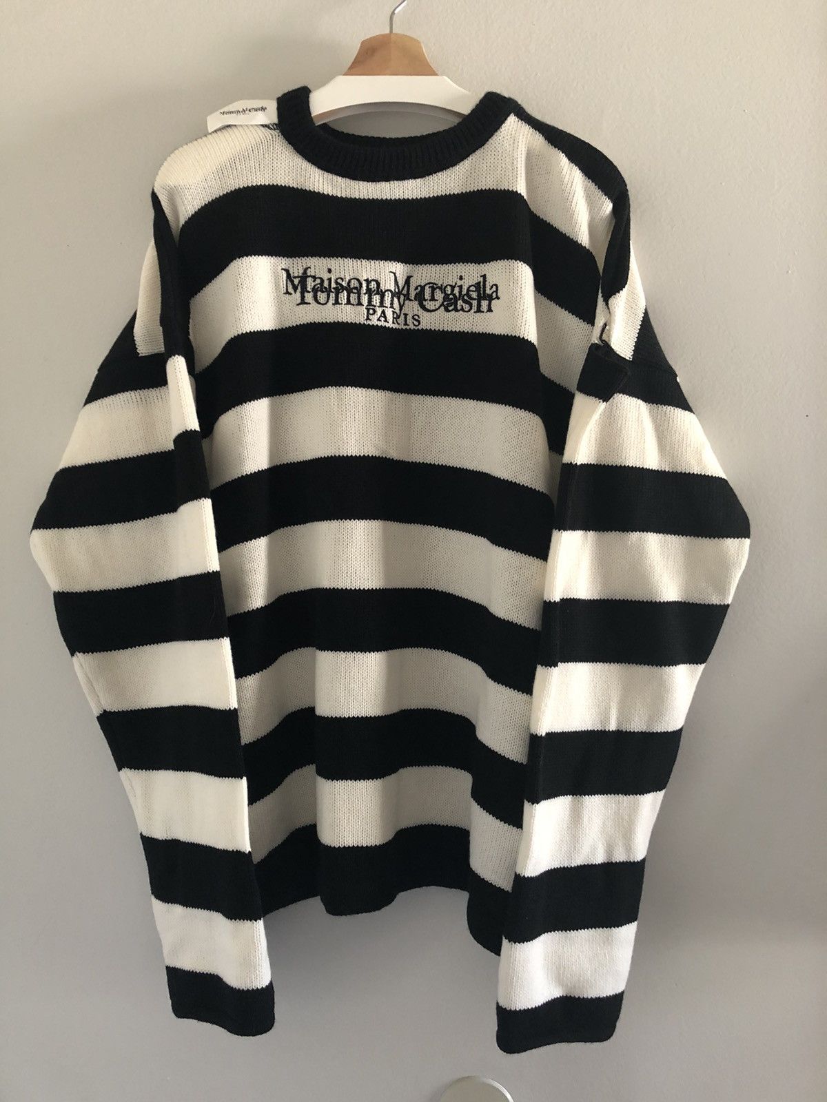 Maison Margiela Maison Margiela Tommy Cash Striped Knit Sweater Black/White  | Grailed