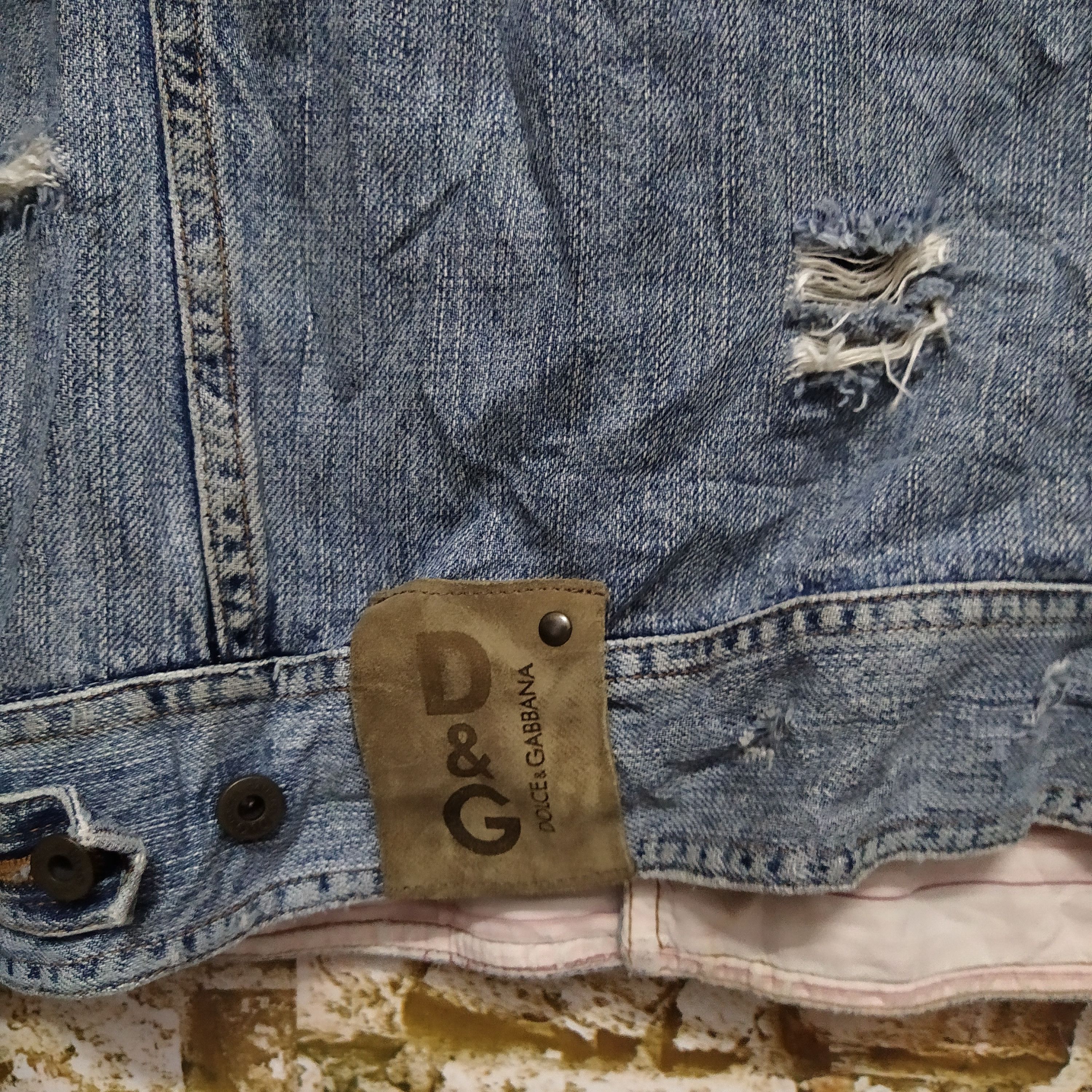 Dolce & Gabbana DOLCE & GABBANA HEAVY DISTRESSED DENIM JACKET (D375) Size US M / EU 48-50 / 2 - 8 Thumbnail