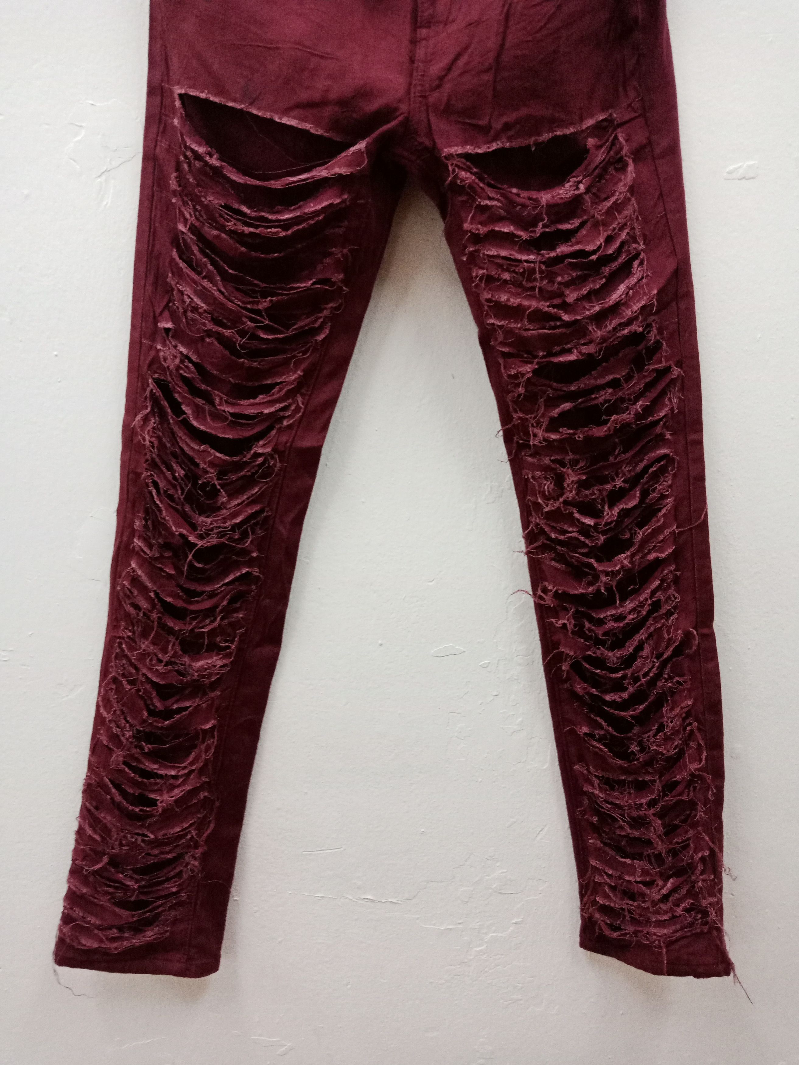 In The Attic Thrill Maroon Distressed Spandex Size US 28 / EU 44 - 5 Thumbnail