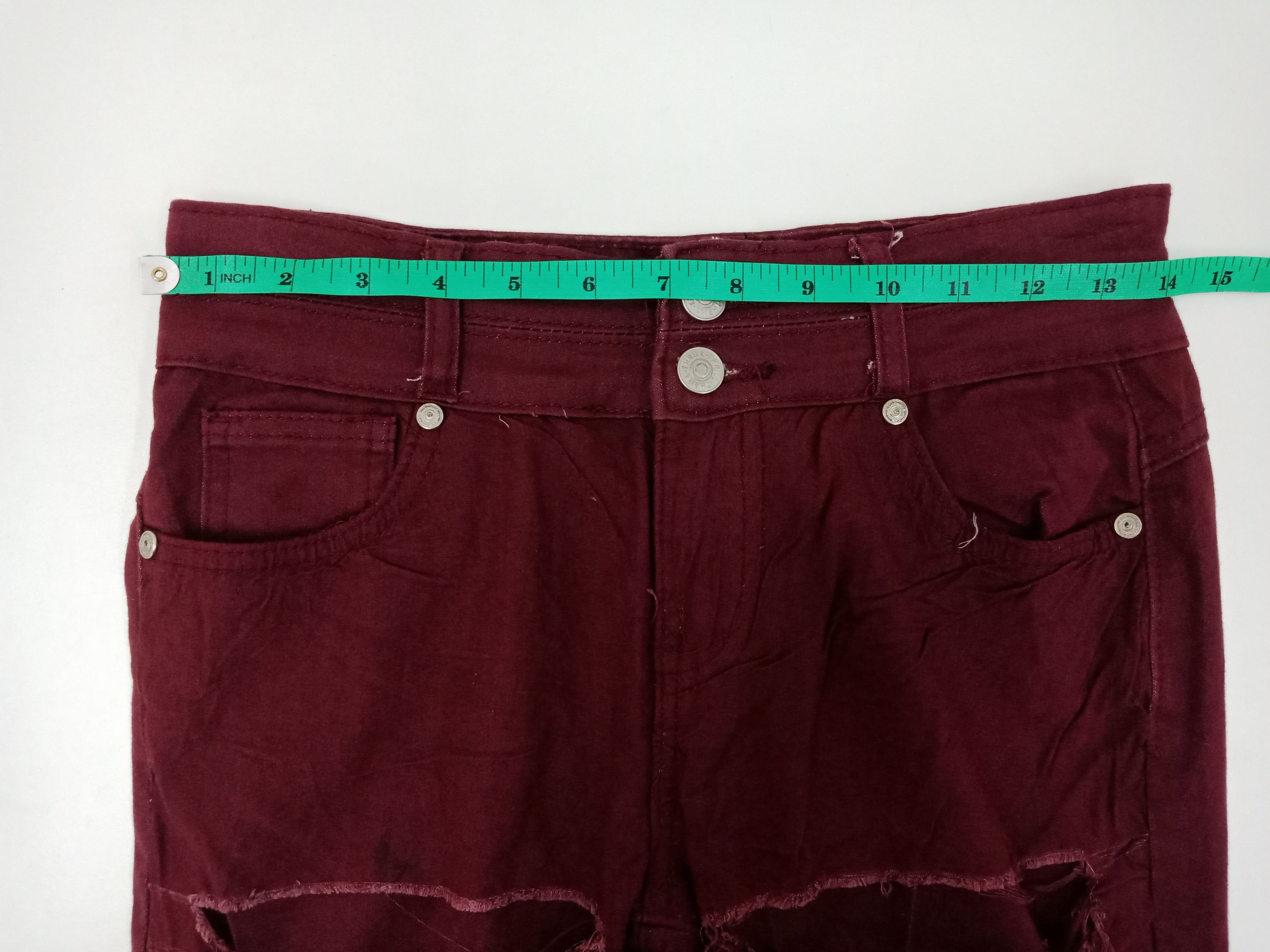 In The Attic Thrill Maroon Distressed Spandex Size US 28 / EU 44 - 7 Thumbnail
