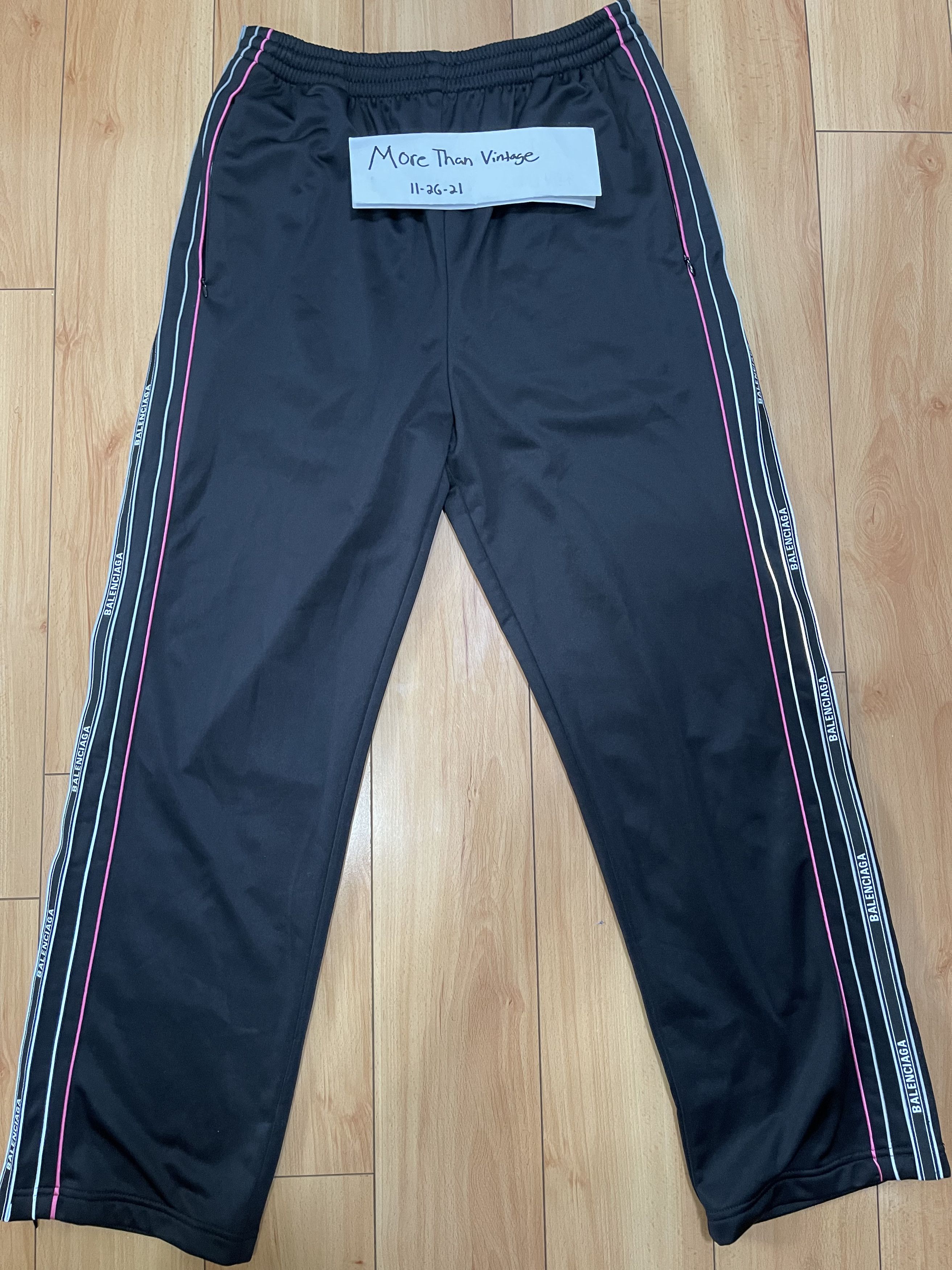 Balenciaga Balenciaga 3M Reflective Taped Track Pants Black Pink Grailed