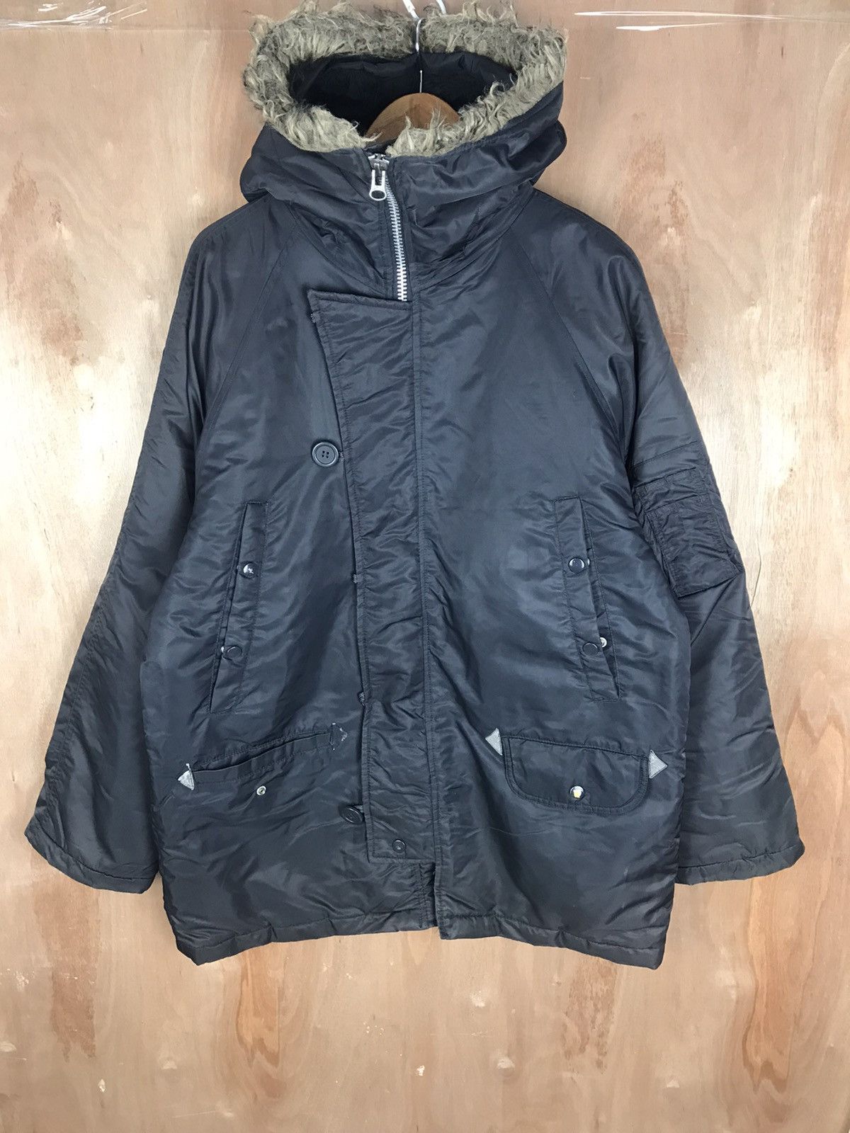 Vintage Vintage Flying Jacket Virgin Voyage Fur Hoodie Bomber Jacket Size US L / EU 52-54 / 3 - 3 Thumbnail