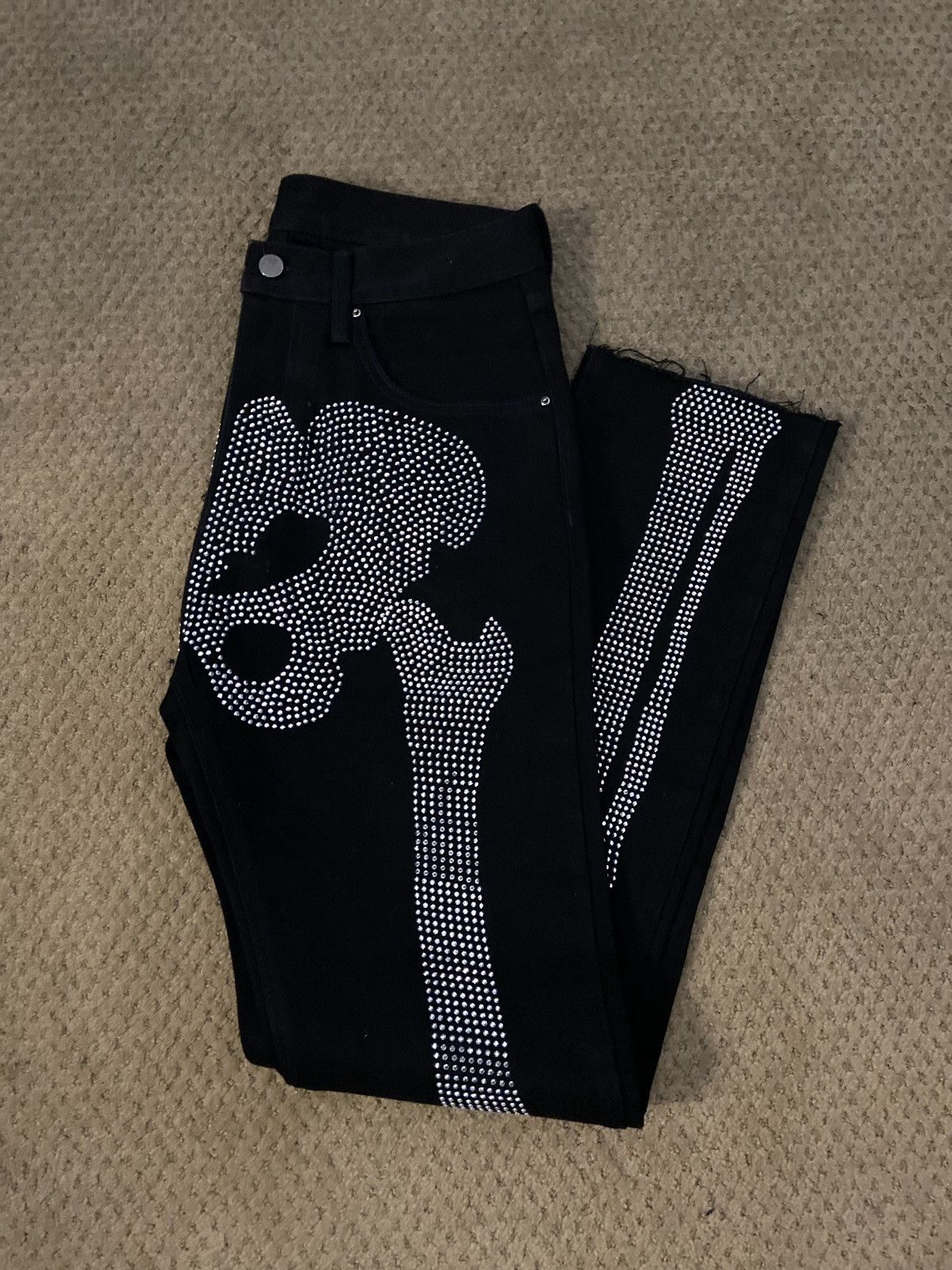 MNML Rhinestone Skeleton Jeans | Grailed