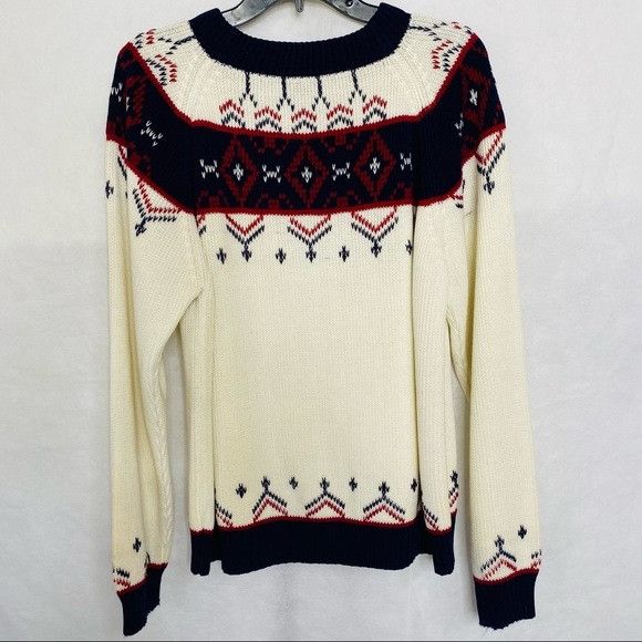 J.C. Penney Vintage JCPenny Winter Knit Sweater Off White Blue Red ...