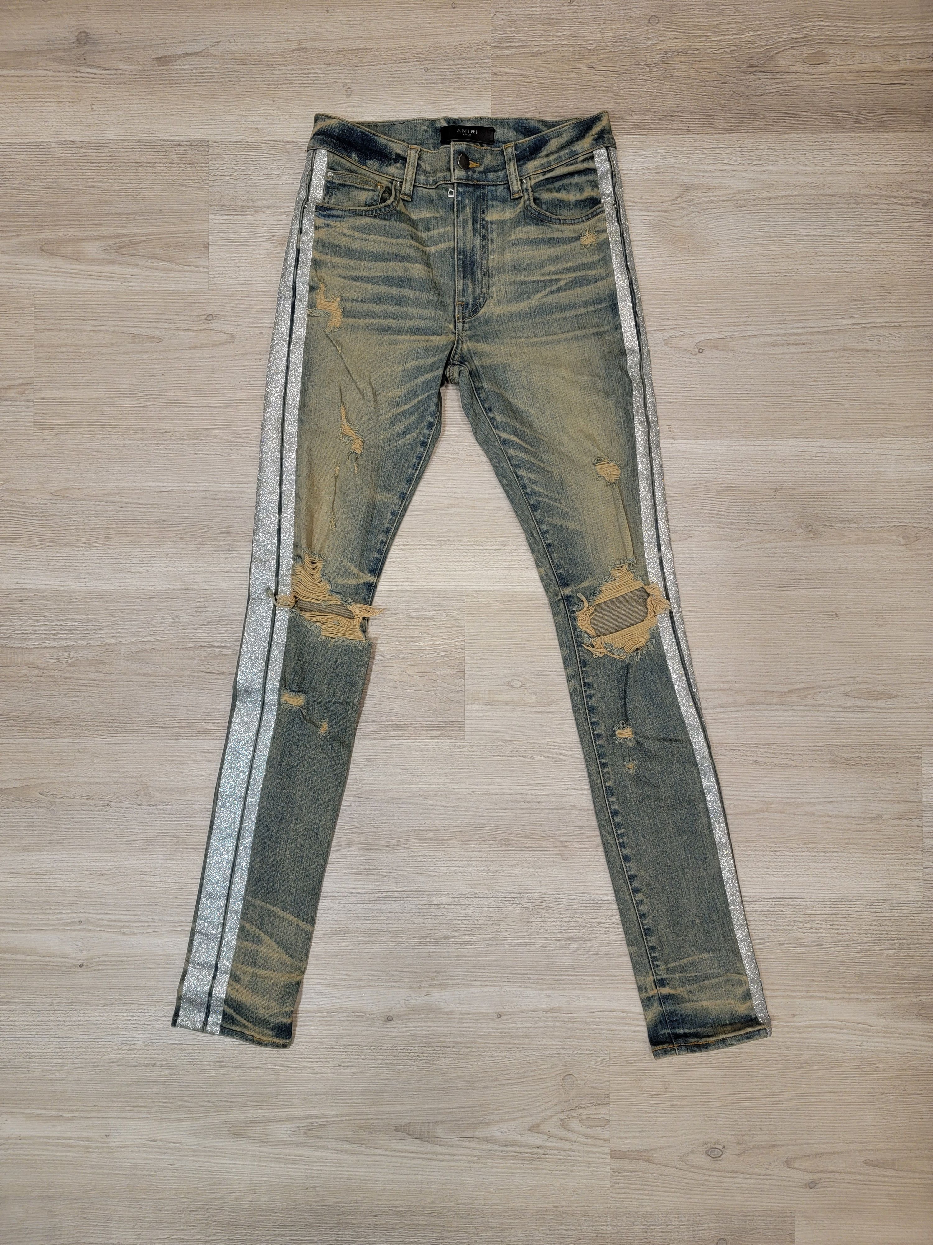 Amiri glitter best sale stripe jeans