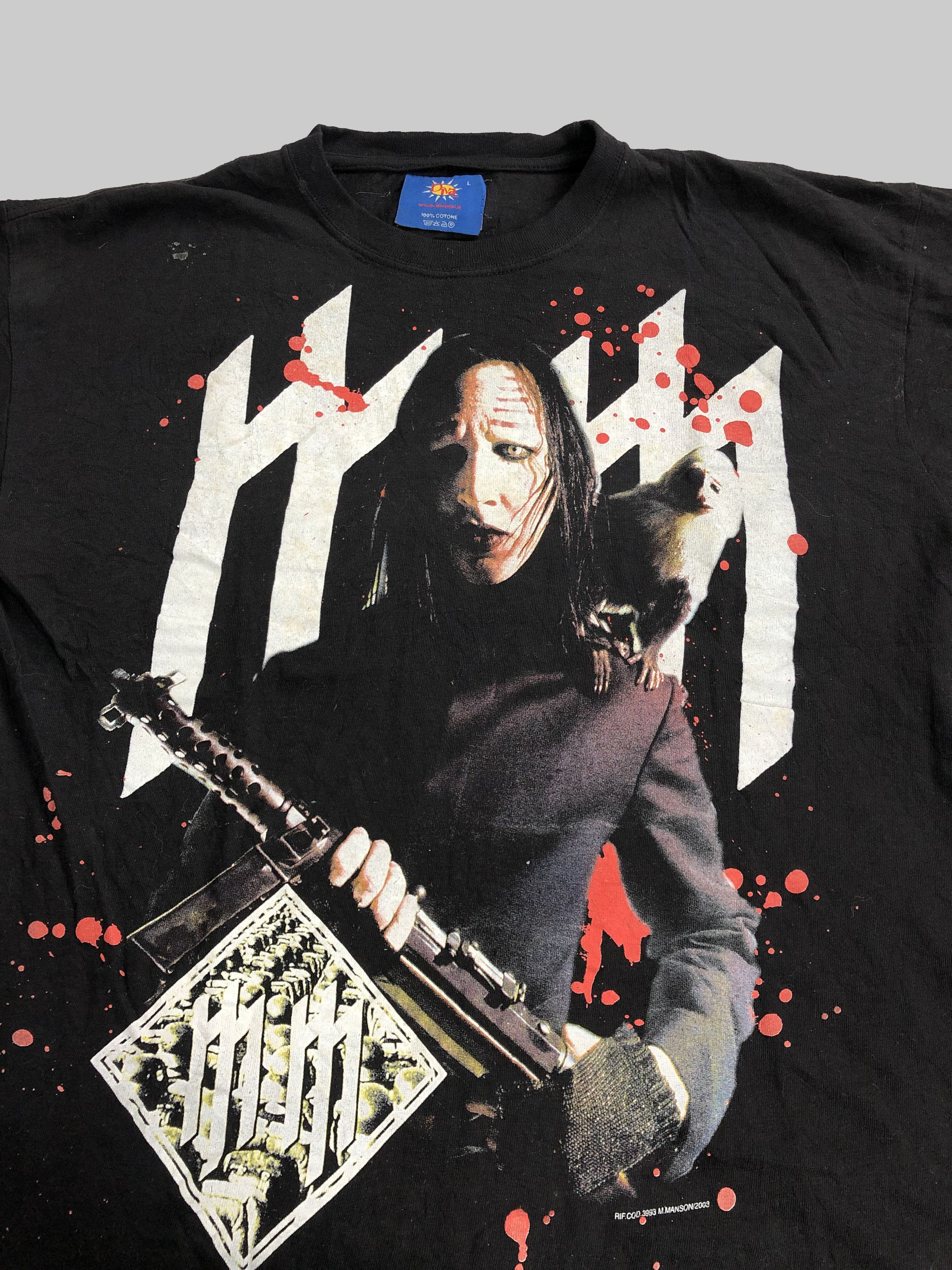 Band Tees Vintage 2003 Marilyn Manson (Nine Inch Nails Limp Bizkit) Size US L / EU 52-54 / 3 - 3 Thumbnail
